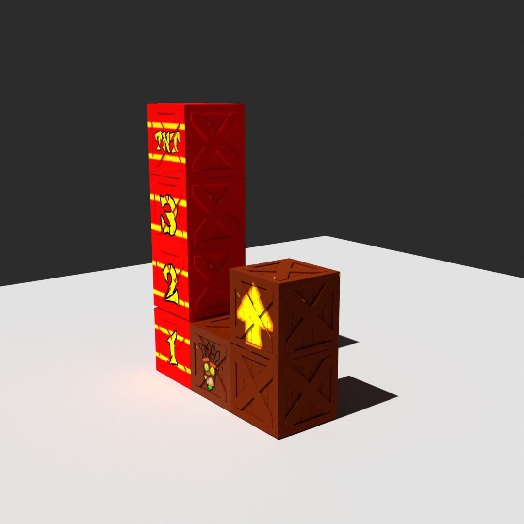 crash bandicoot boxes TNT box regular box  Low-poly 3D model_1