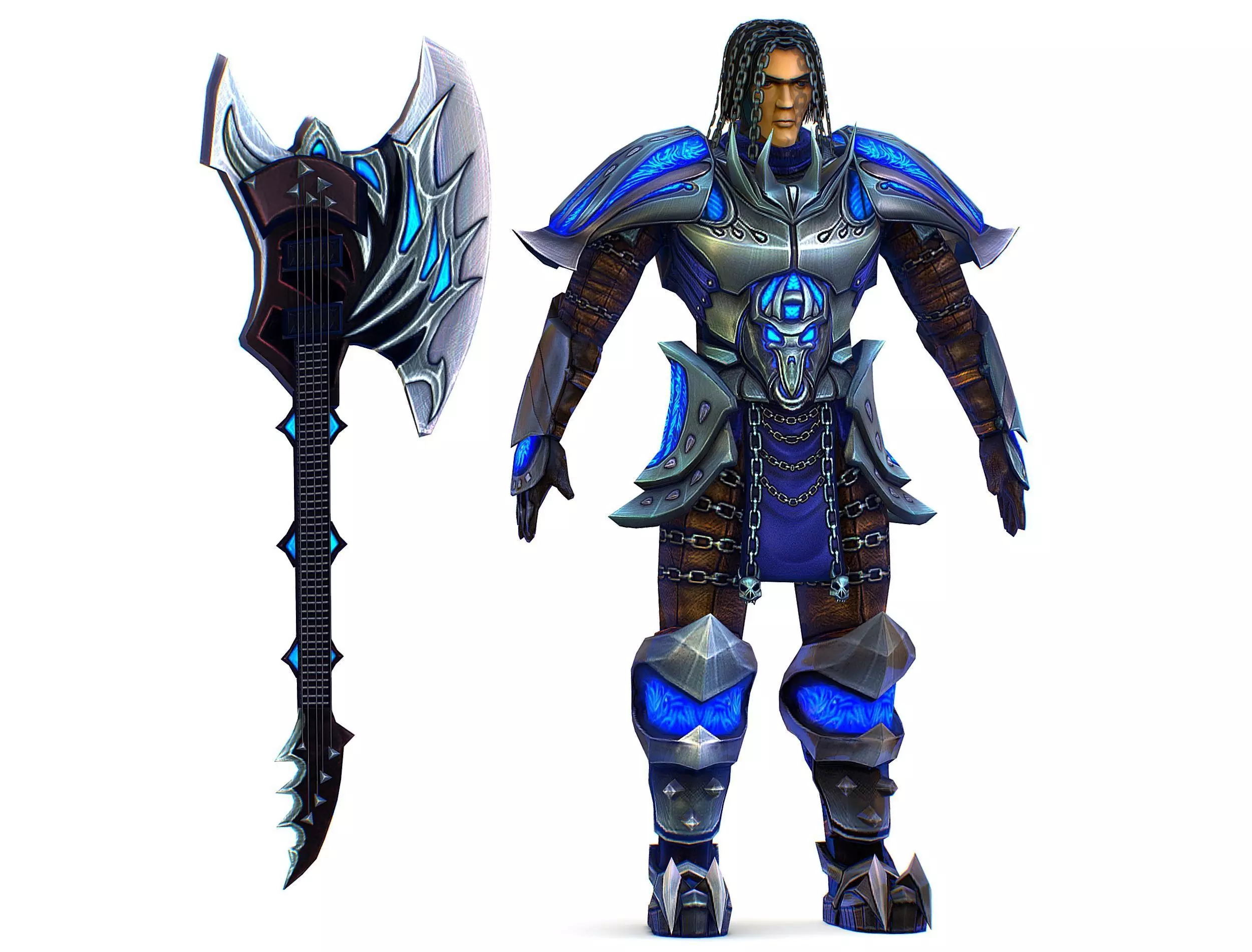 Futuristic Warrior Heavy Armor Axe Low-poly 3D model