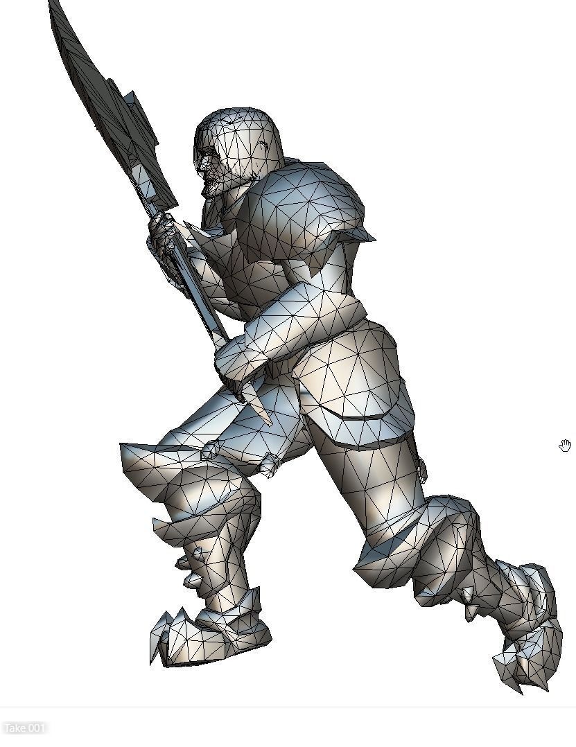 Animated Futuristic Warrior Heavy Armor Axe Low-poly 3D model_3