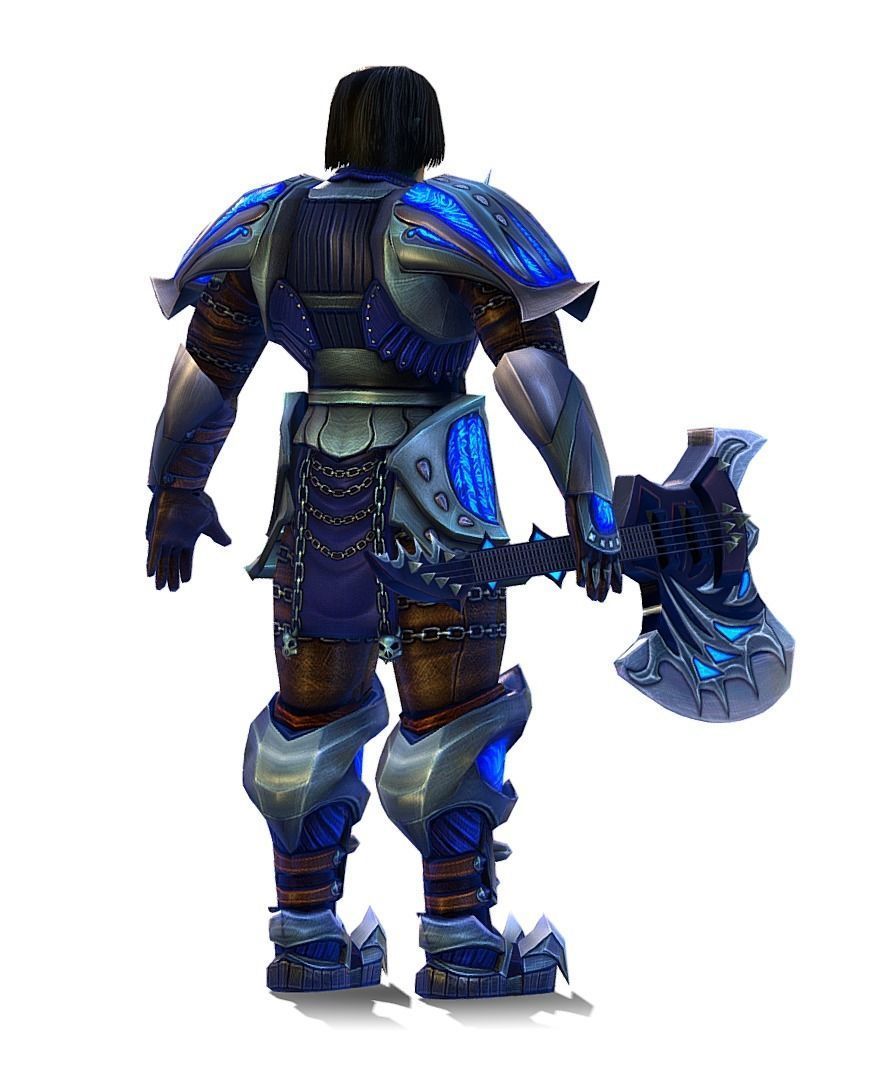 Animated Futuristic Warrior Heavy Armor Axe Low-poly 3D model_6