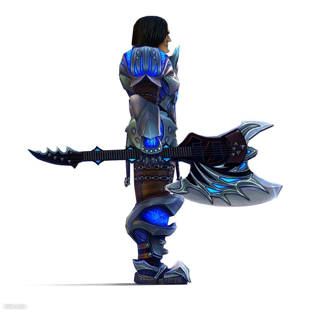 Animated Futuristic Warrior Heavy Armor Axe Low-poly 3D model_14