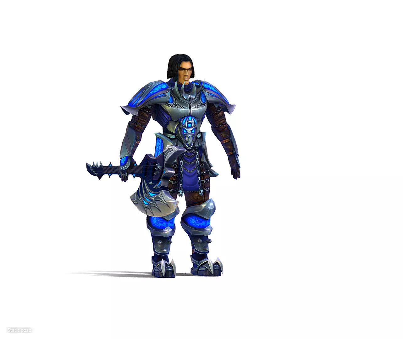 Animated Futuristic Warrior Heavy Armor Axe Low-poly 3D model_0