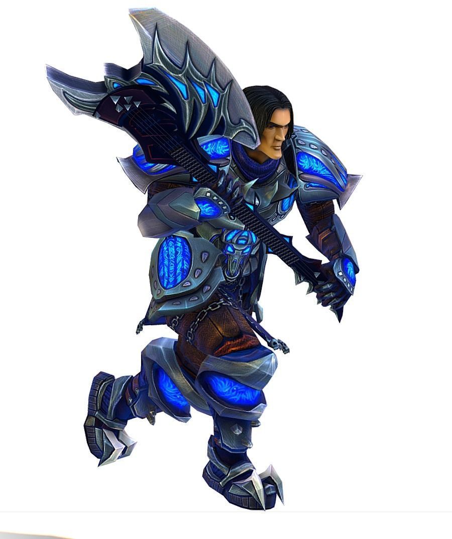 Animated Futuristic Warrior Heavy Armor Axe Low-poly 3D model_13