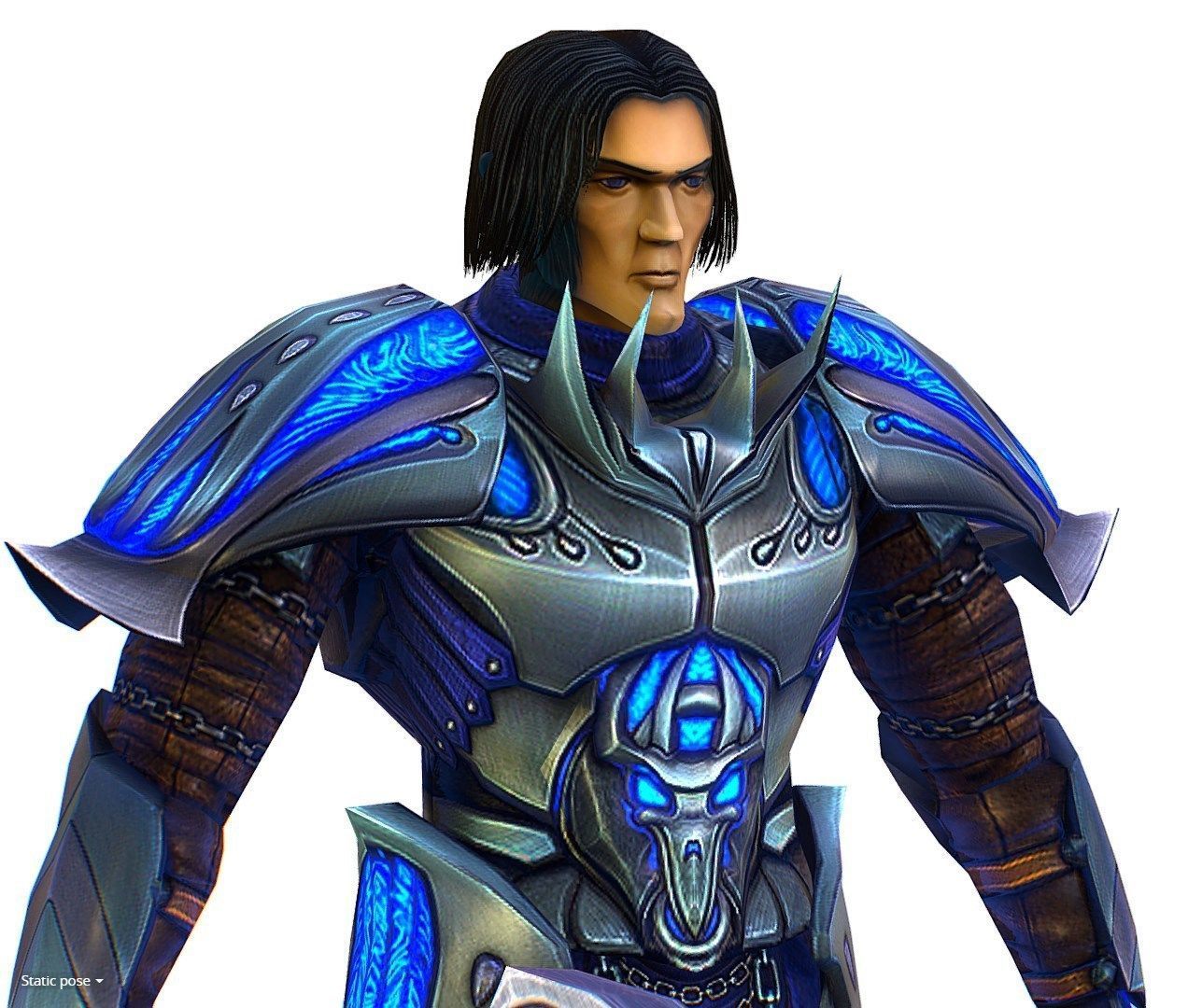 Animated Futuristic Warrior Heavy Armor Axe Low-poly 3D model_2