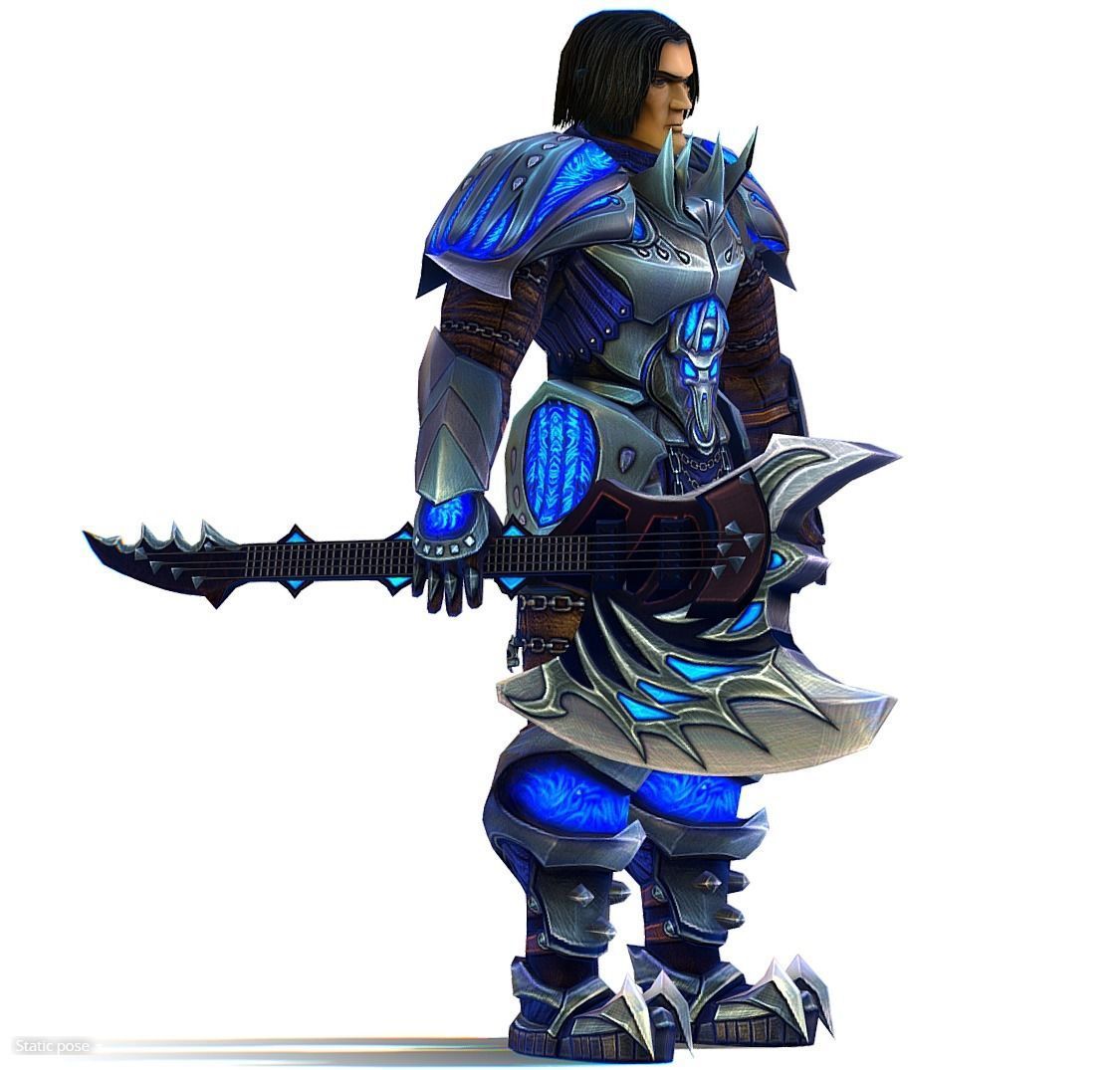 Animated Futuristic Warrior Heavy Armor Axe Low-poly 3D model_11