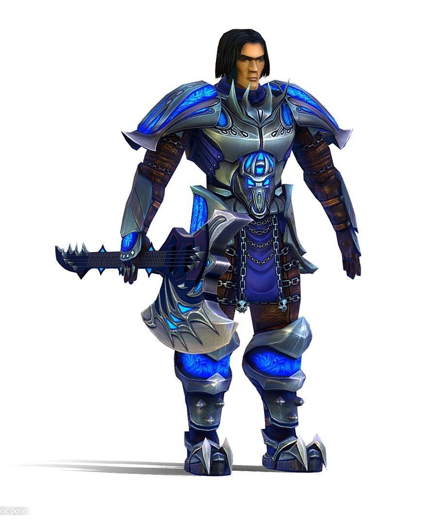 Animated Futuristic Warrior Heavy Armor Axe Low-poly 3D model_5