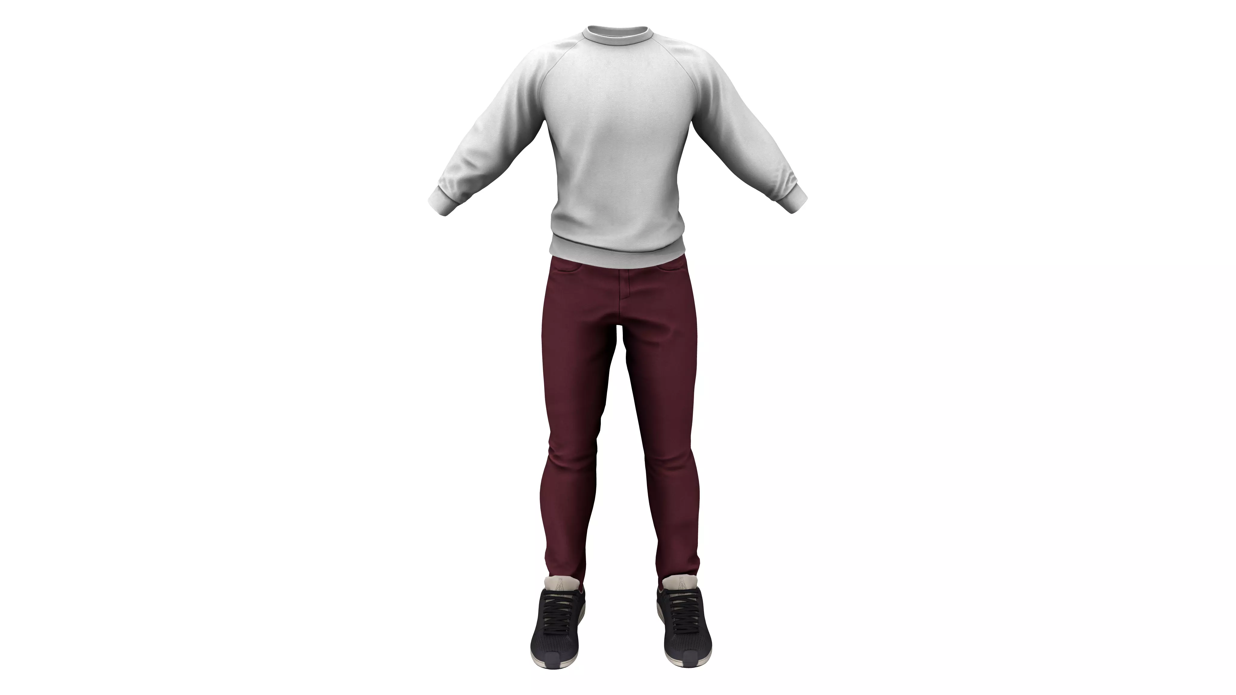 Men Sweatshirt Pants Sports Shoes Outfit Low-poly 3D model