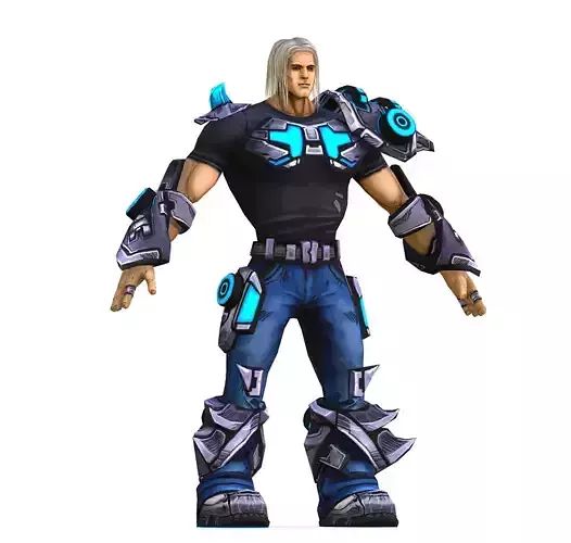 Low Poly Man Cartoon Armoder Character