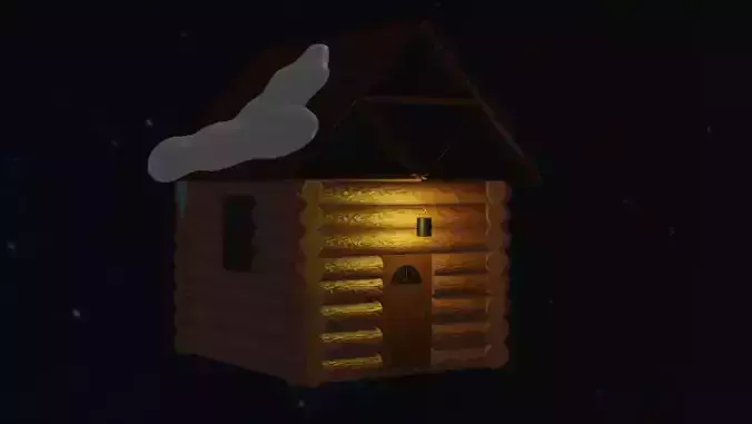 Snowy cabin Free 3D model
