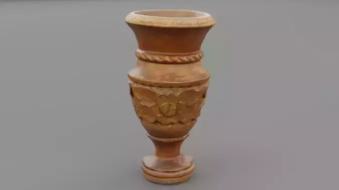 Wood vase low-poly 3D model