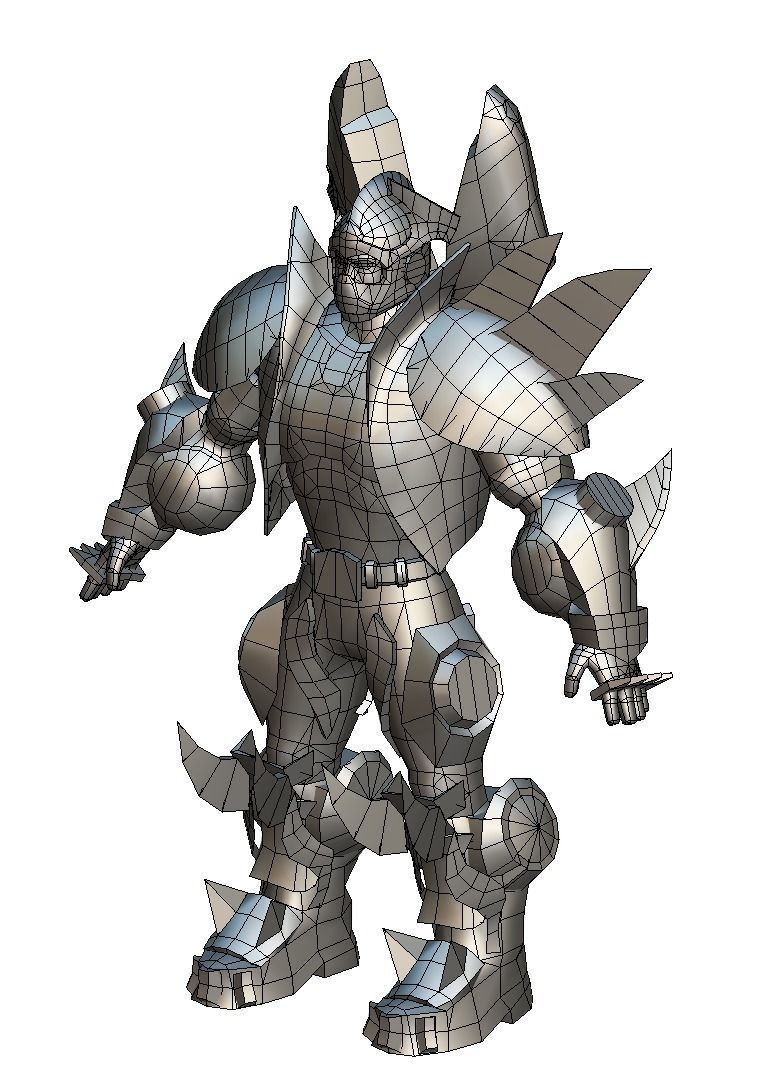 Low Poly Man Cartoon Heavy Armor Character Low-poly 3D model_4