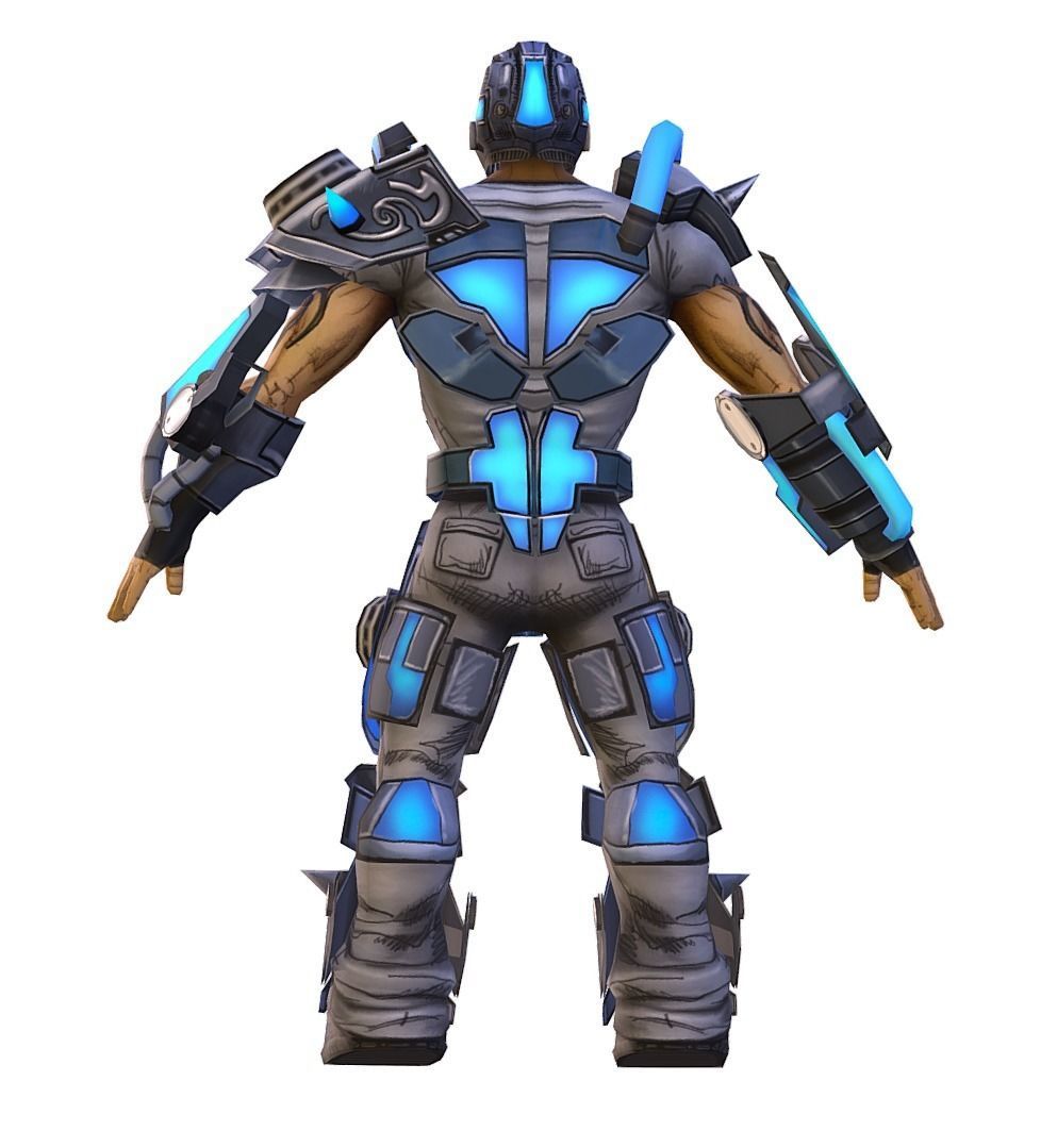 Low Poly Man Cartoon Armoder Character Low-poly 3D model_1