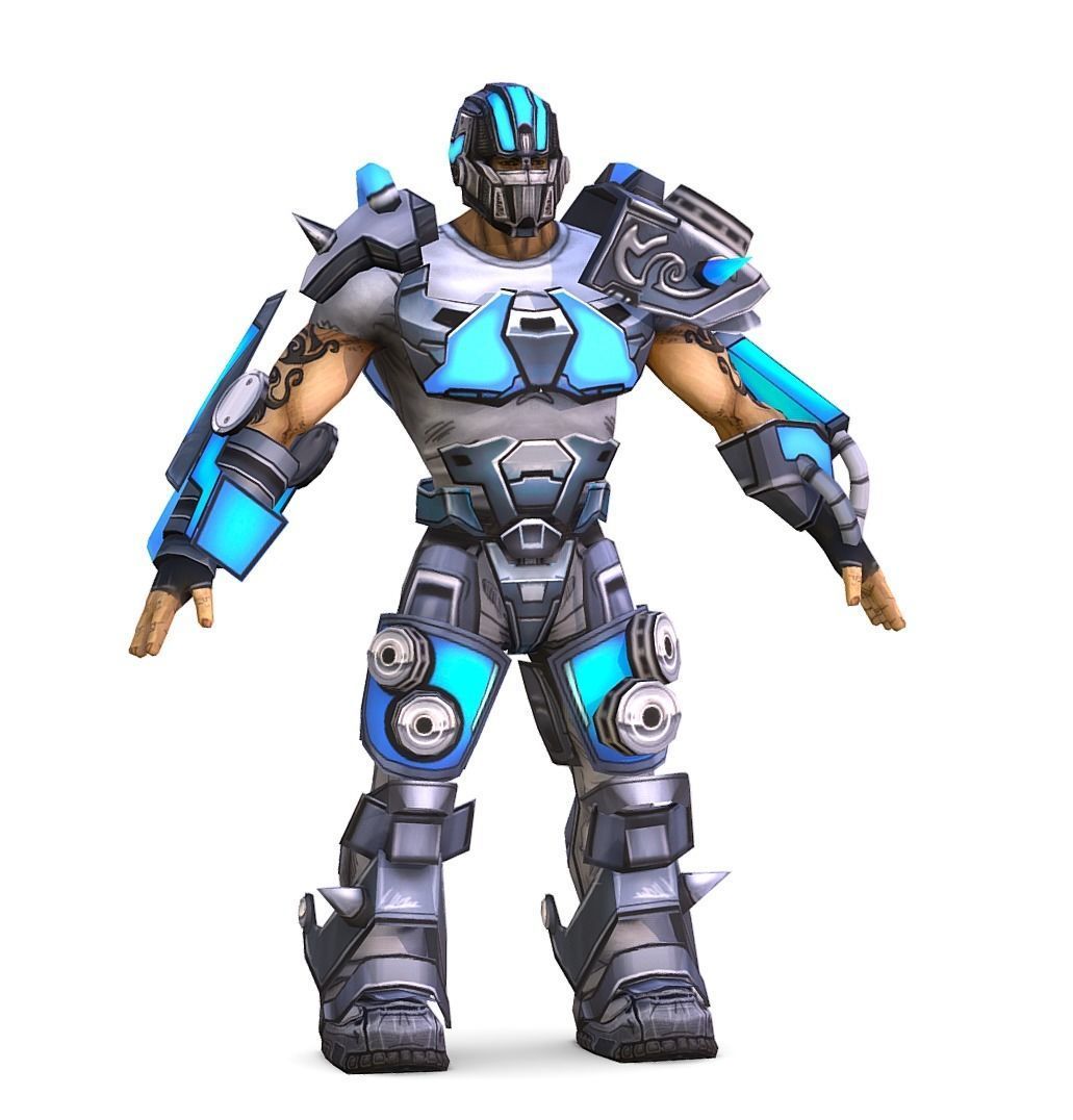 Low Poly Man Cartoon Armoder Character Low-poly 3D model_6