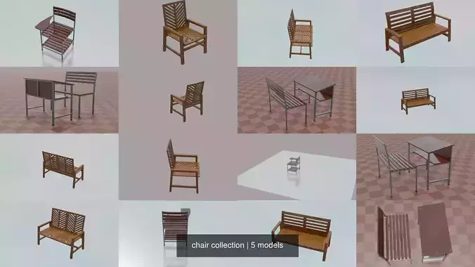 chair collection outdoor with wooden frame 