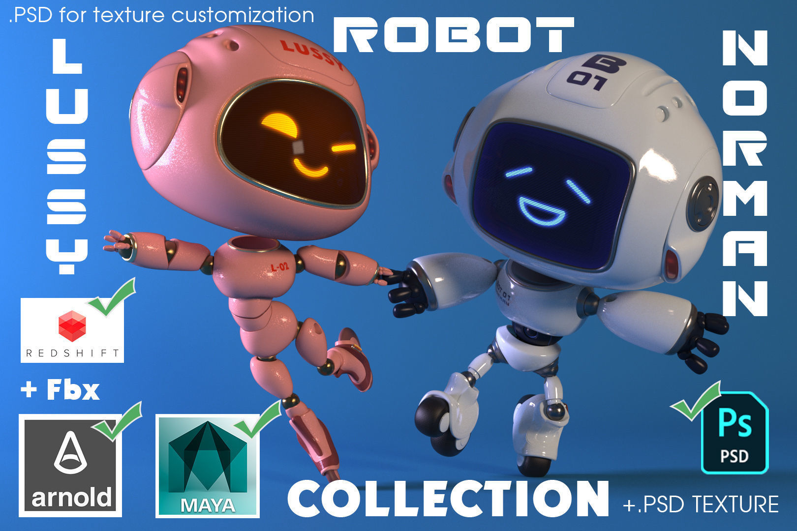Robots - Norman and Lussy  3D Model Collection_0