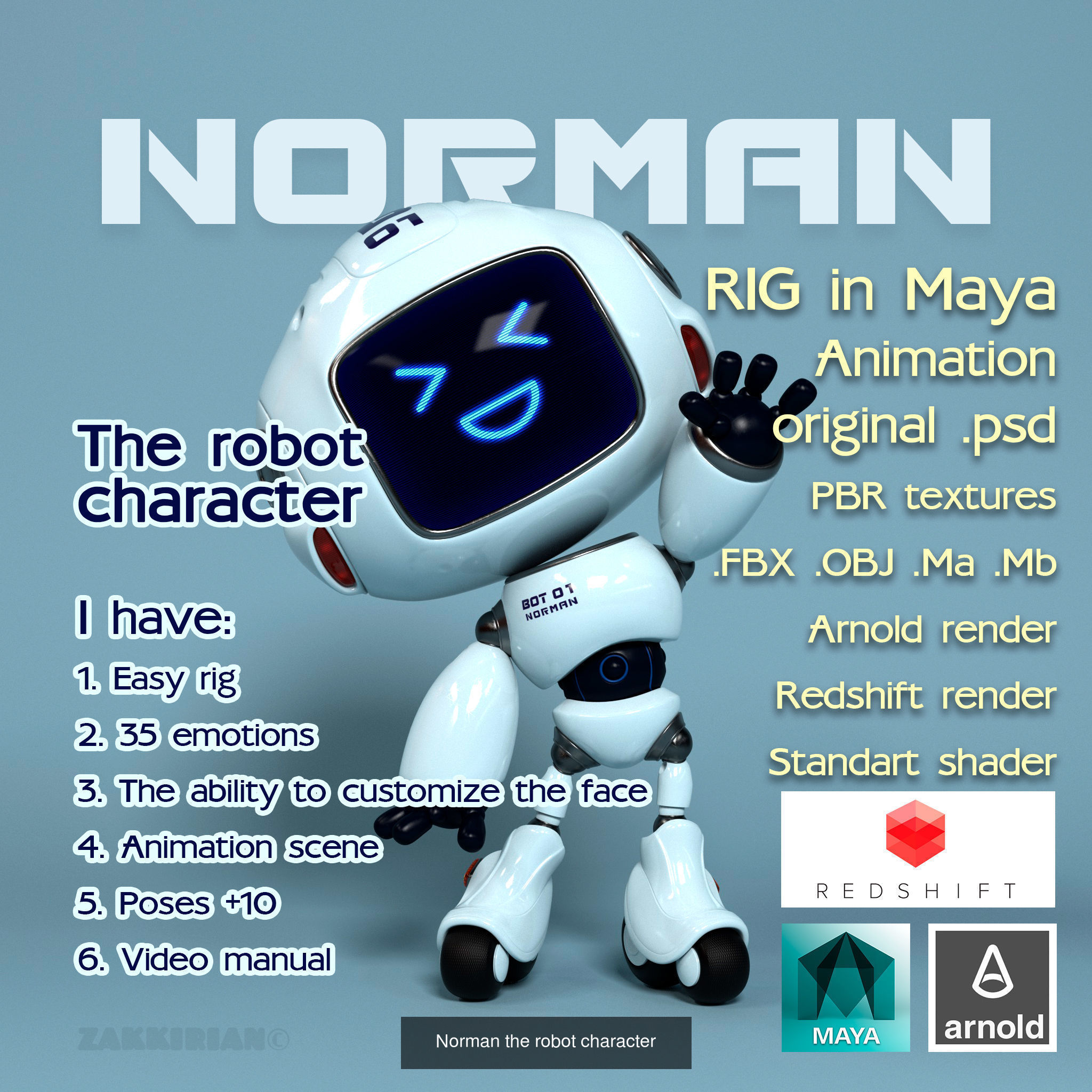Robots - Norman and Lussy  3D Model Collection_3