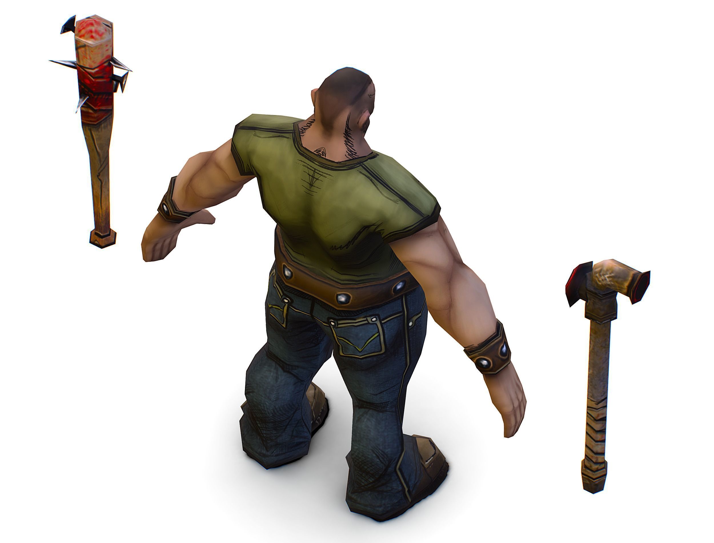 Low Poly Bandit Man Cartoon Character Low-poly 3D model_16