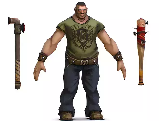 Low Poly Bandit Man Cartoon Character Low-poly 3D model