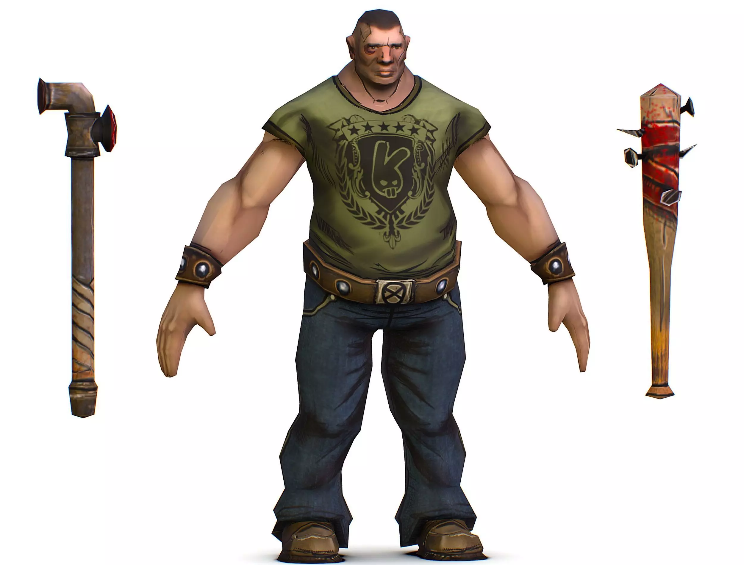 Low Poly Bandit Man Cartoon Character Low-poly 3D model_0