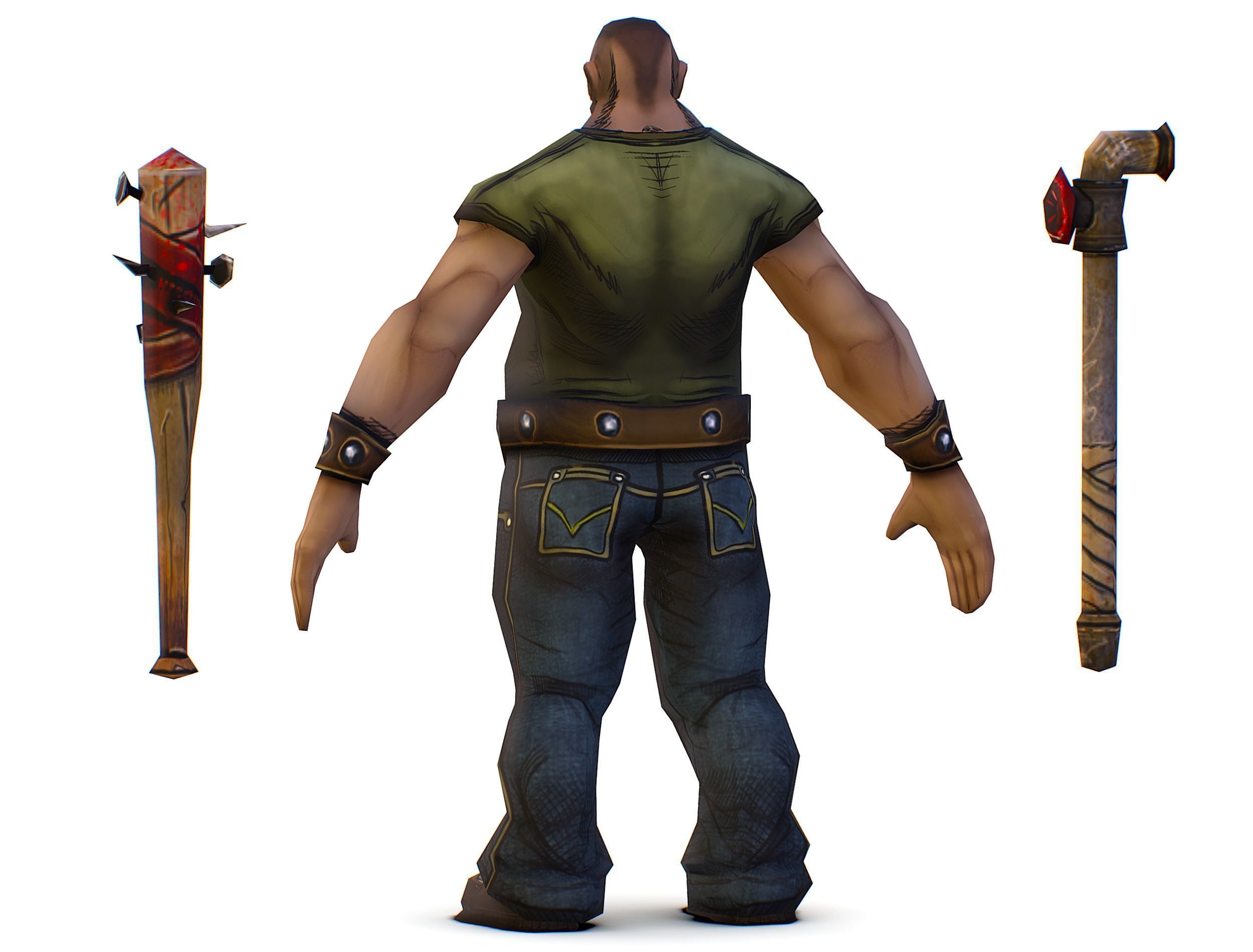 Low Poly Bandit Man Cartoon Character Low-poly 3D model_6