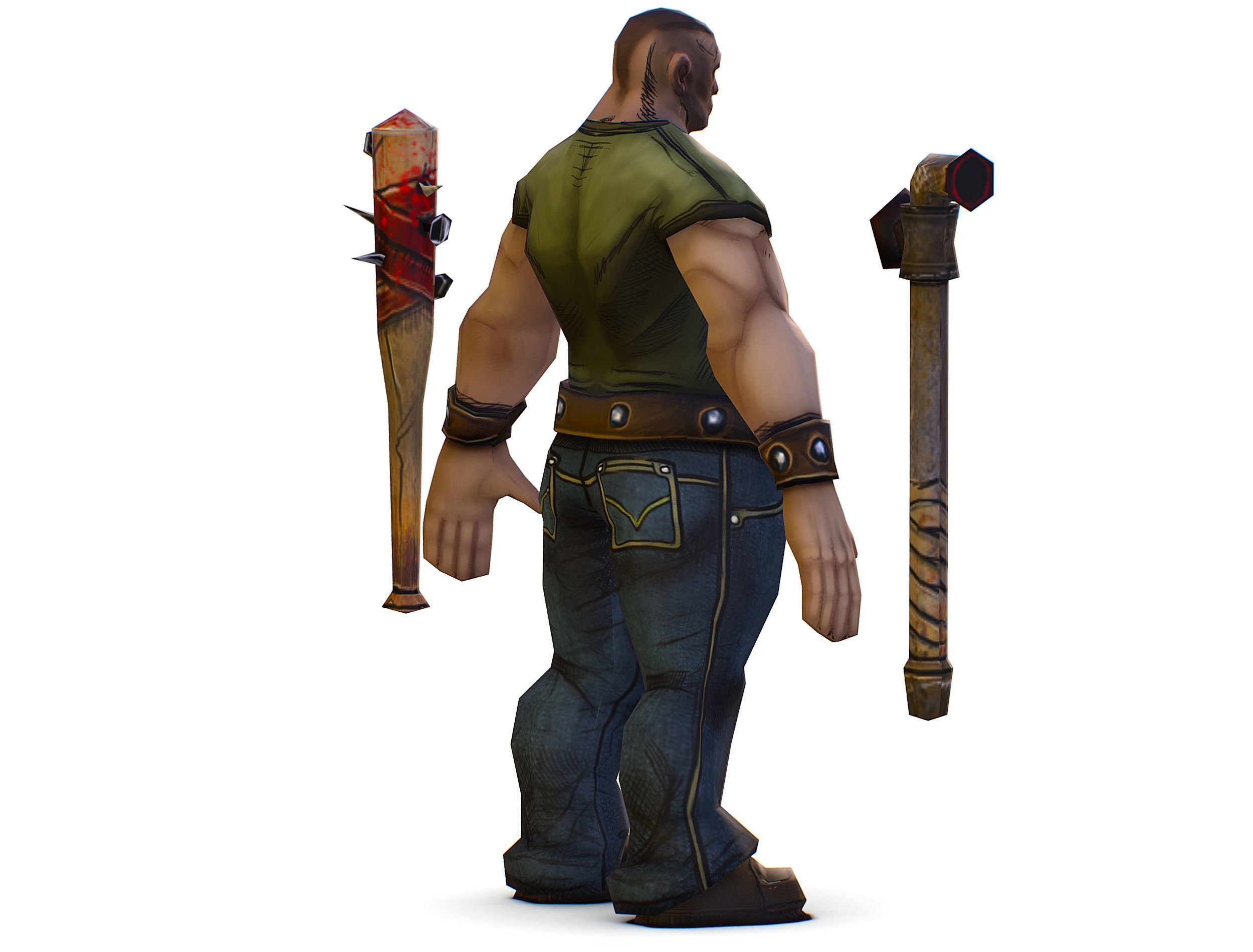 Low Poly Bandit Man Cartoon Character Low-poly 3D model_8