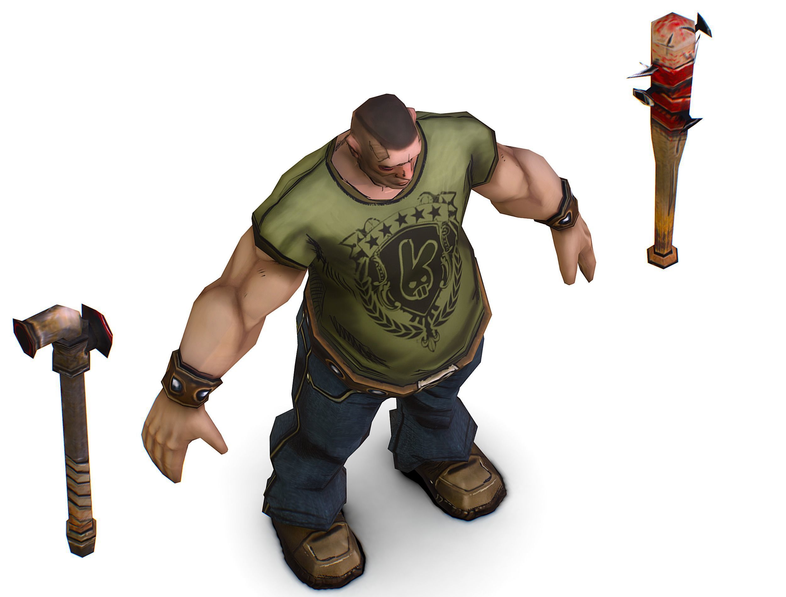 Low Poly Bandit Man Cartoon Character Low-poly 3D model_13