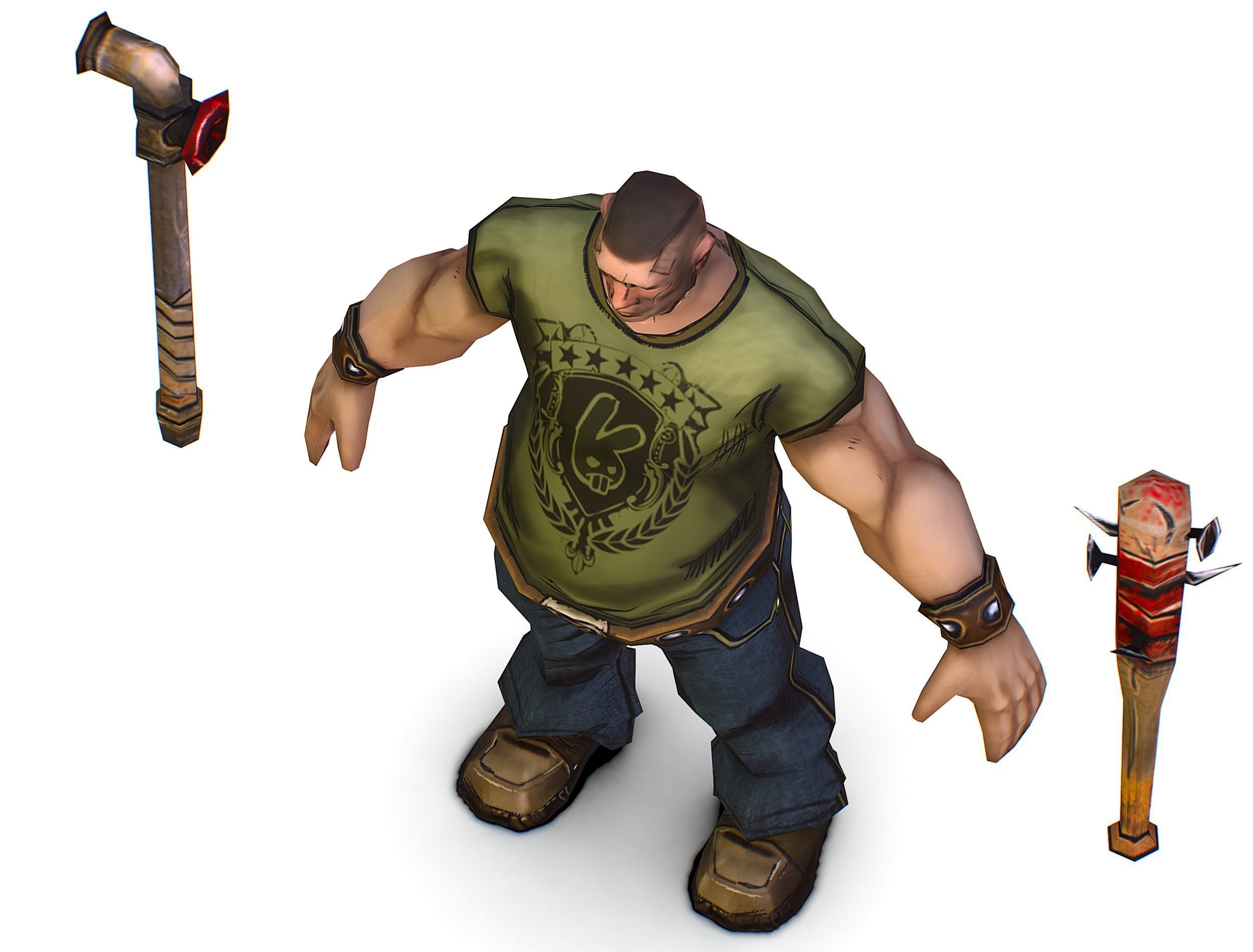 Low Poly Bandit Man Cartoon Character Low-poly 3D model_14