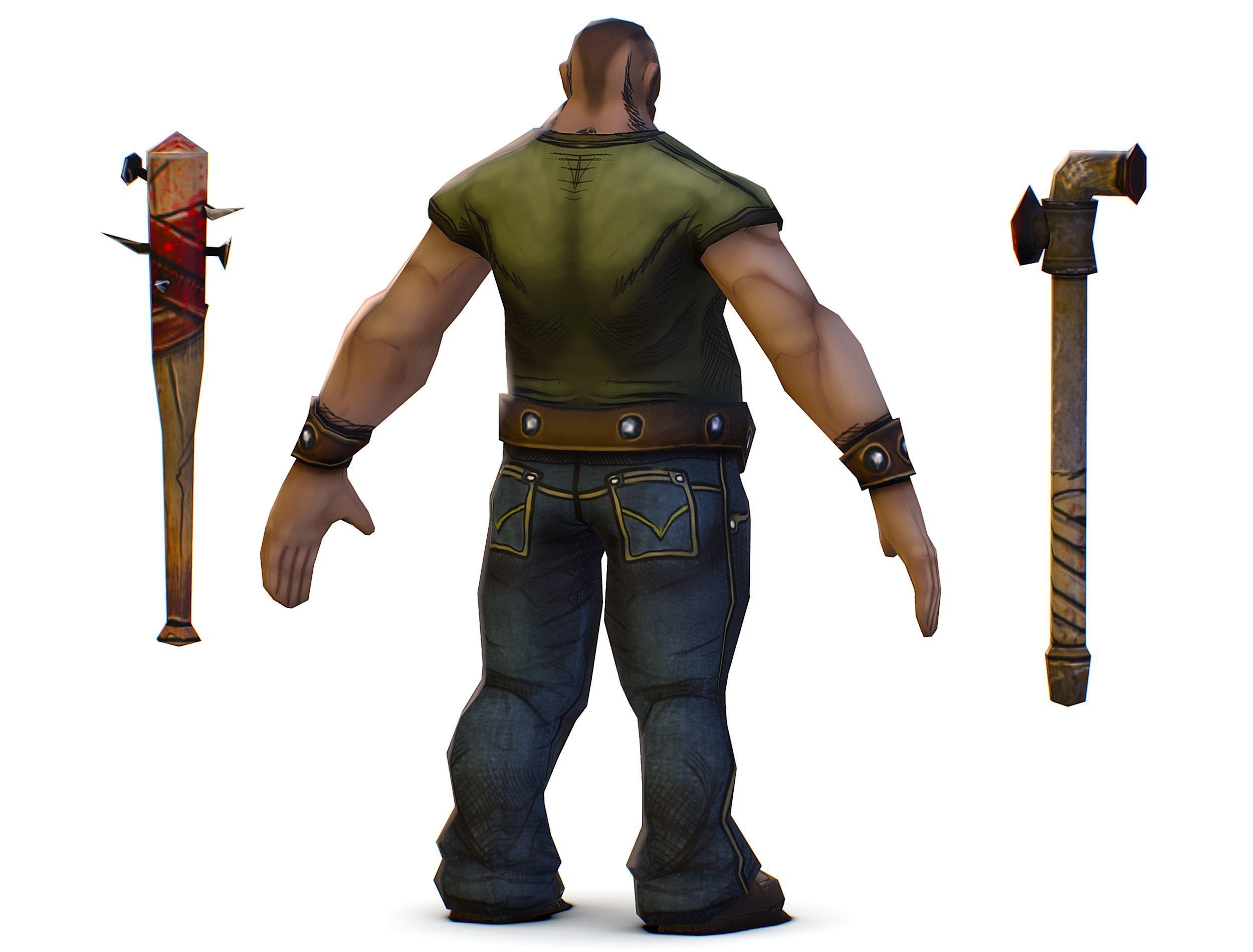 Low Poly Bandit Man Cartoon Character Low-poly 3D model_7