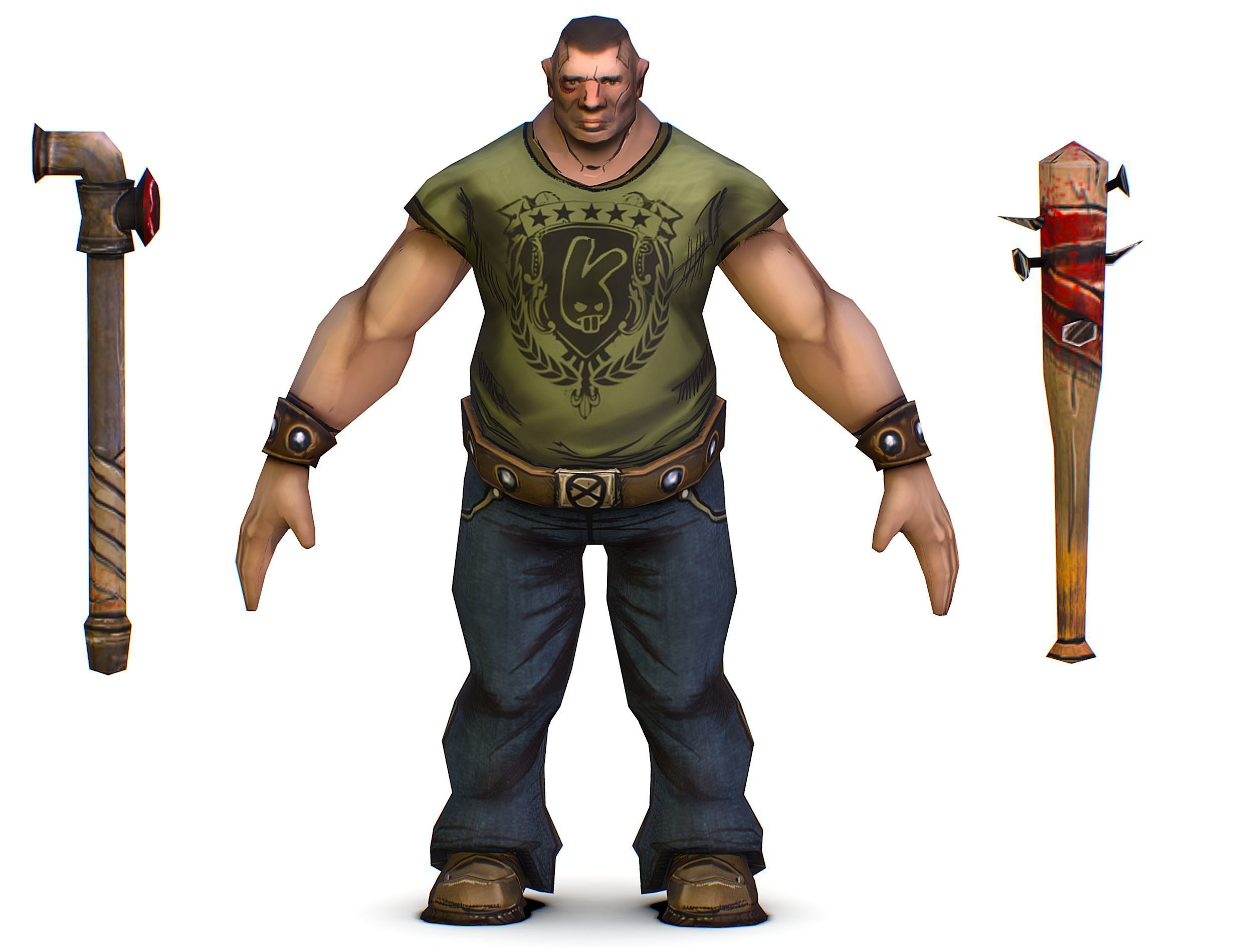 Low Poly Bandit Man Cartoon Character Low-poly 3D model_12