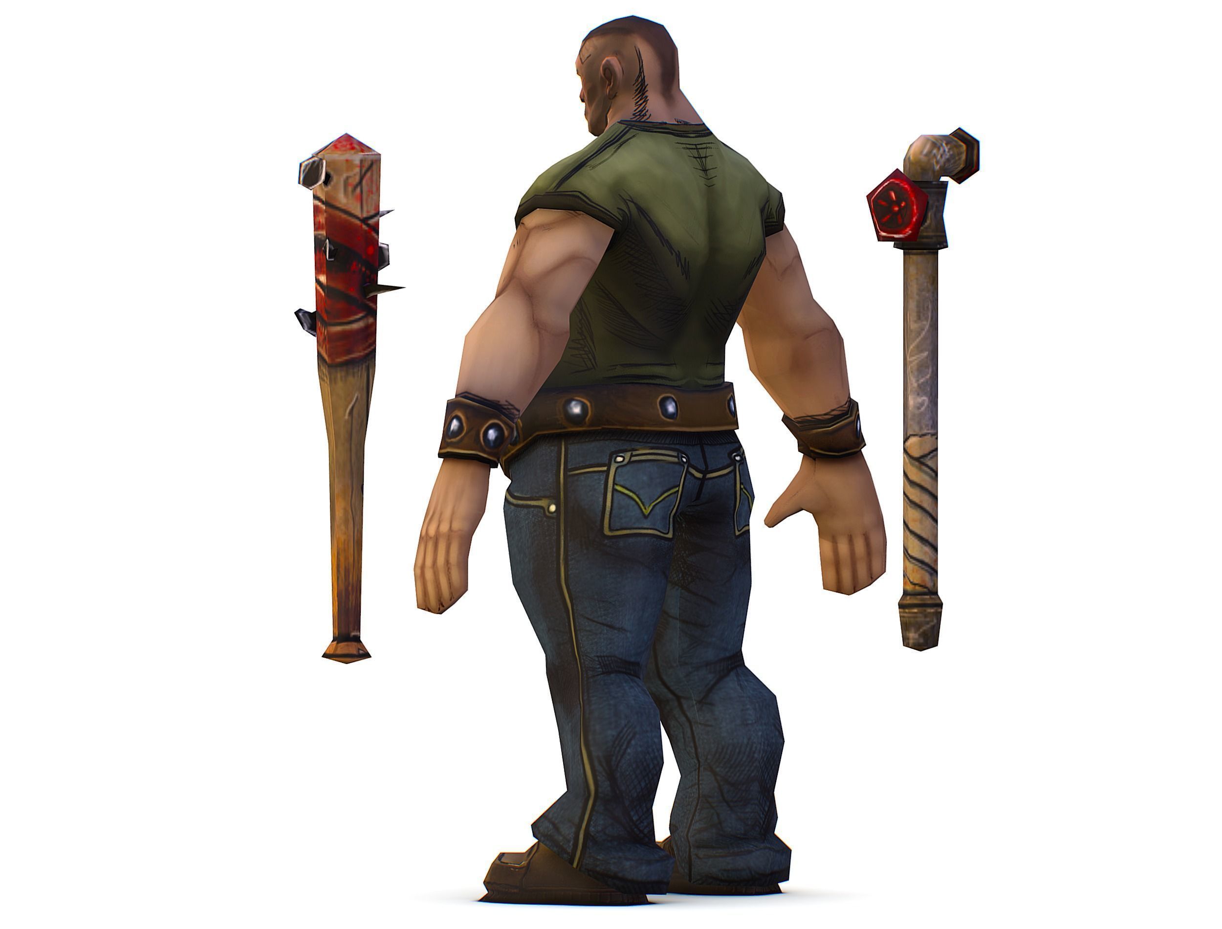 Low Poly Bandit Man Cartoon Character Low-poly 3D model_5