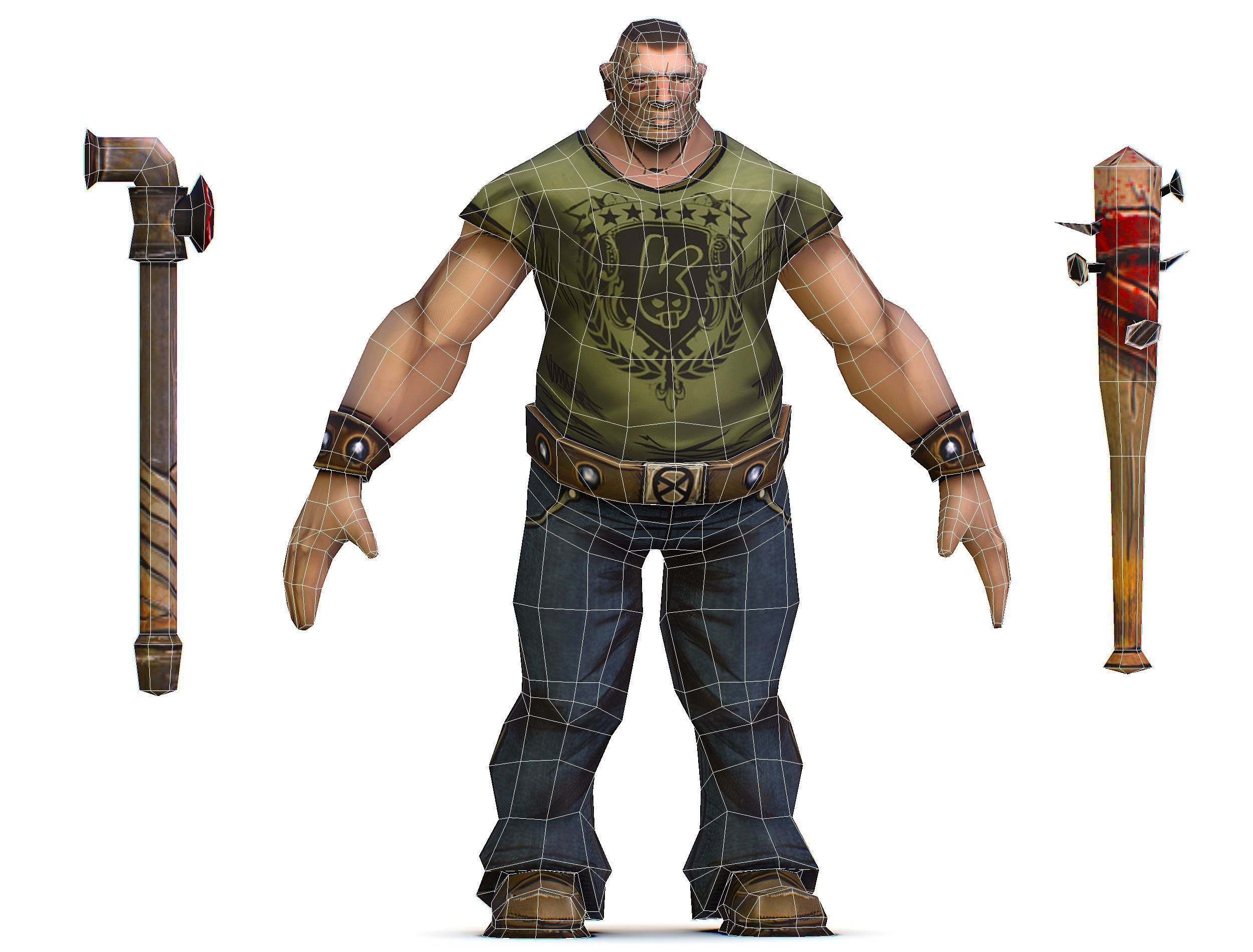 Low Poly Bandit Man Cartoon Character Low-poly 3D model_17