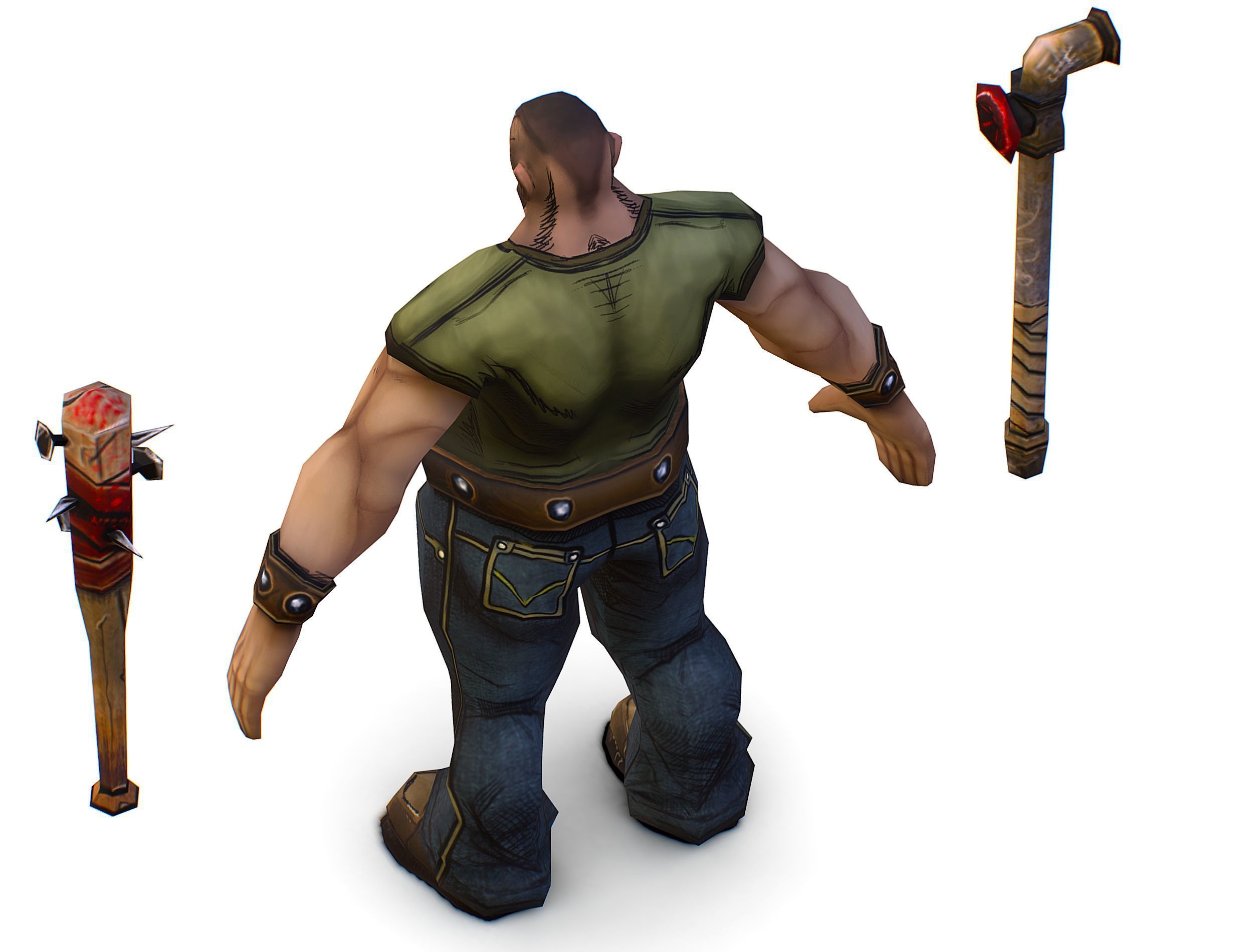 Low Poly Bandit Man Cartoon Character Low-poly 3D model_15