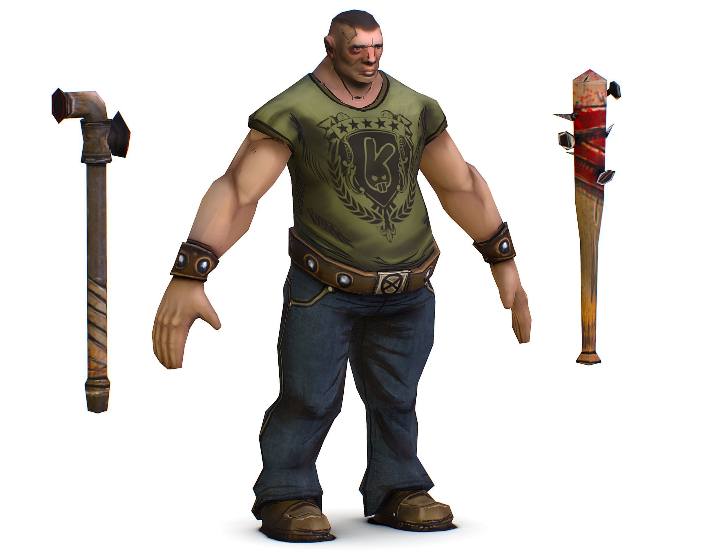 Low Poly Bandit Man Cartoon Character Low-poly 3D model_11