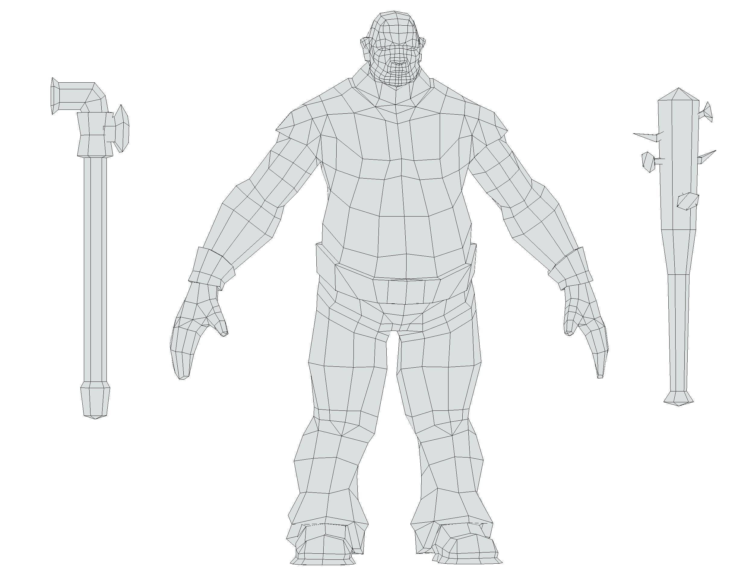 Low Poly Bandit Man Cartoon Character Low-poly 3D model_19