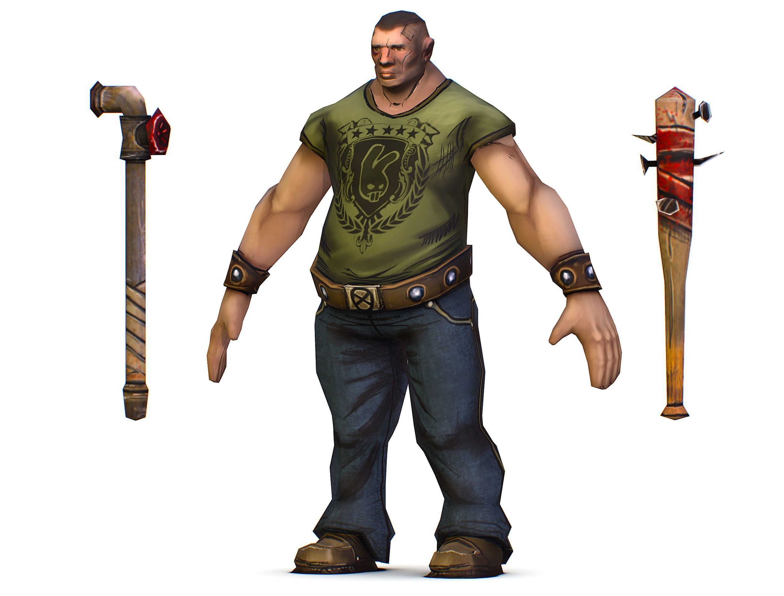 Low Poly Bandit Man Cartoon Character Low-poly 3D model_1