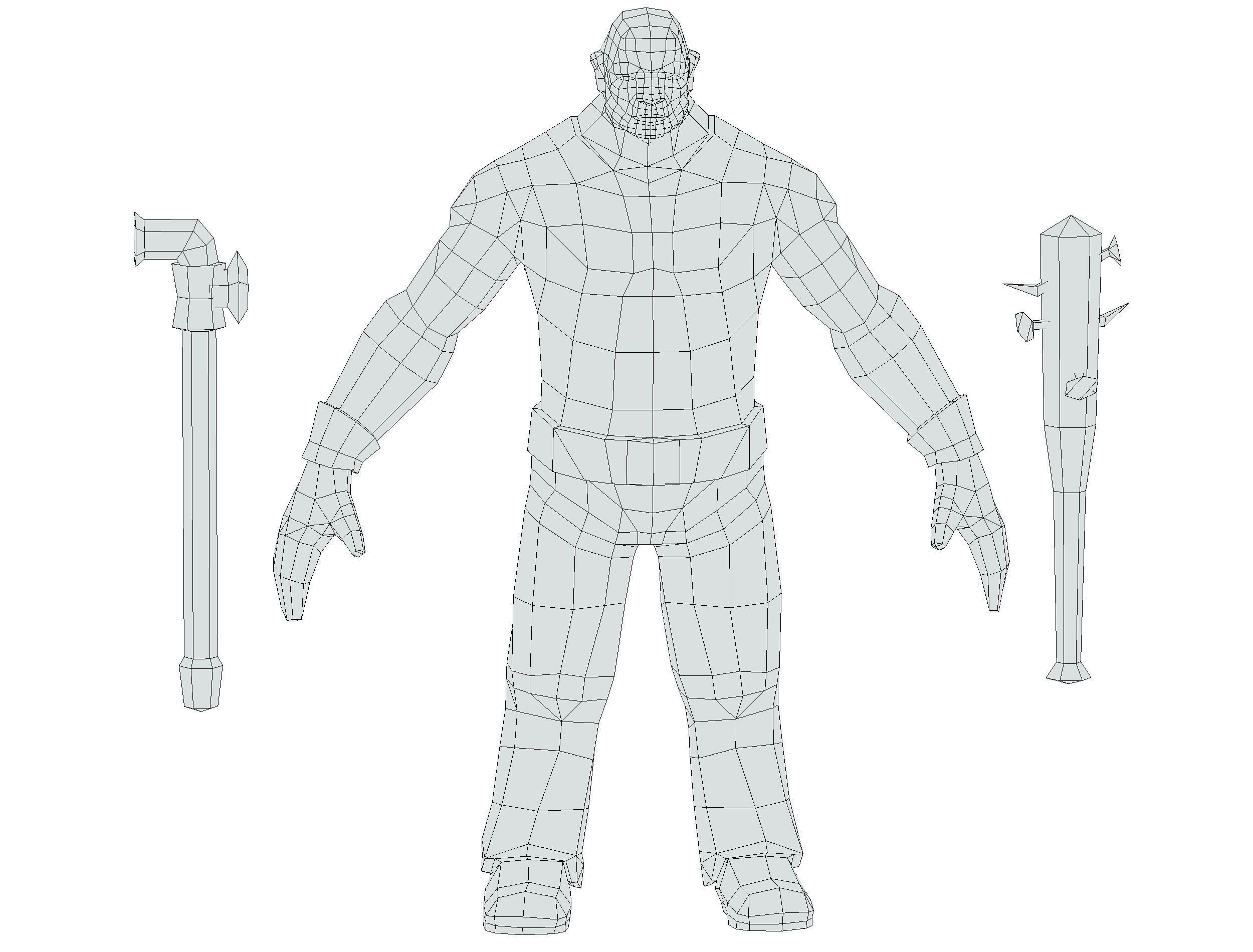 Low Poly Bandit Man Cartoon Character Low-poly 3D model_21