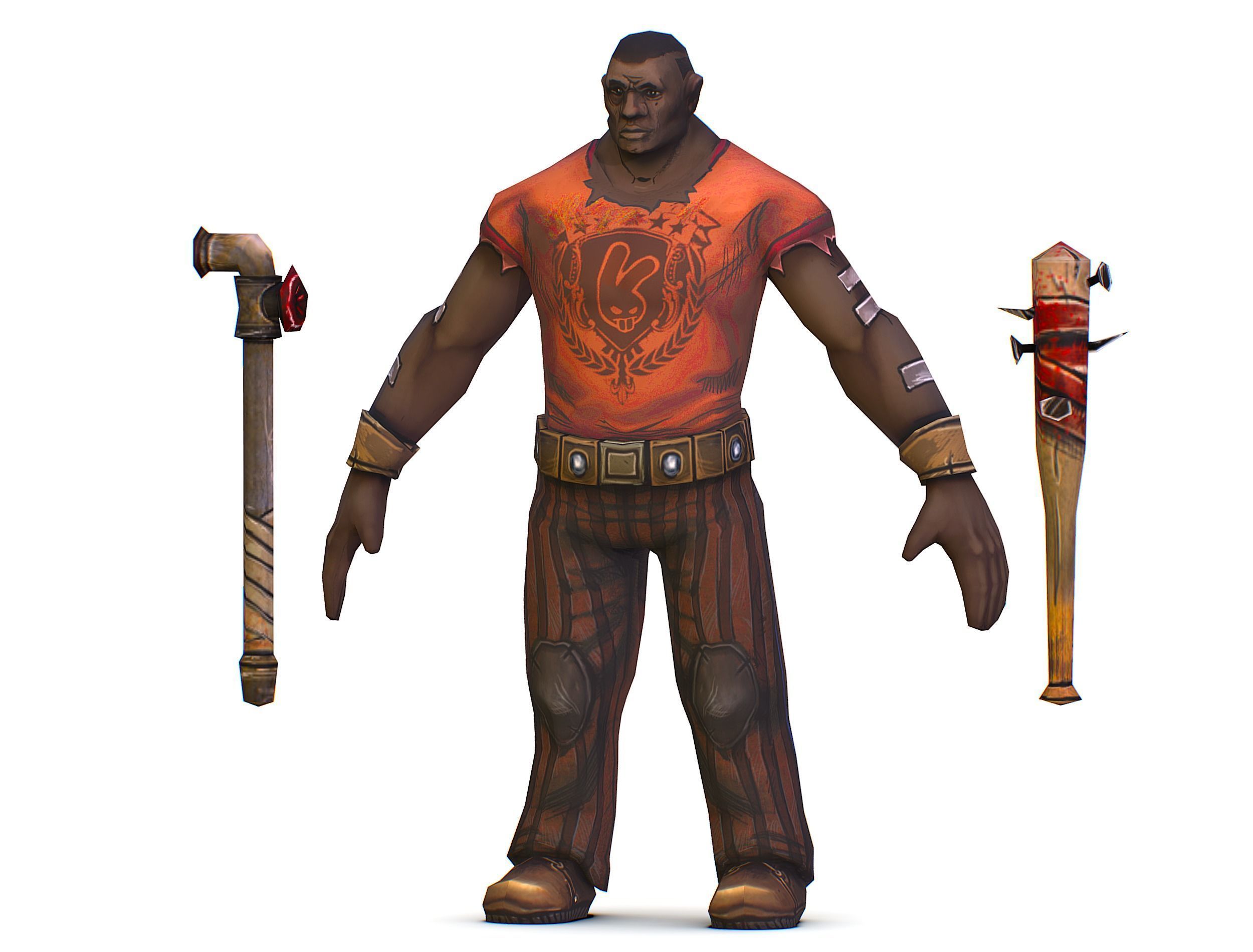 Low Poly Bandit Man Cartoon Character Low-poly 3D model_1