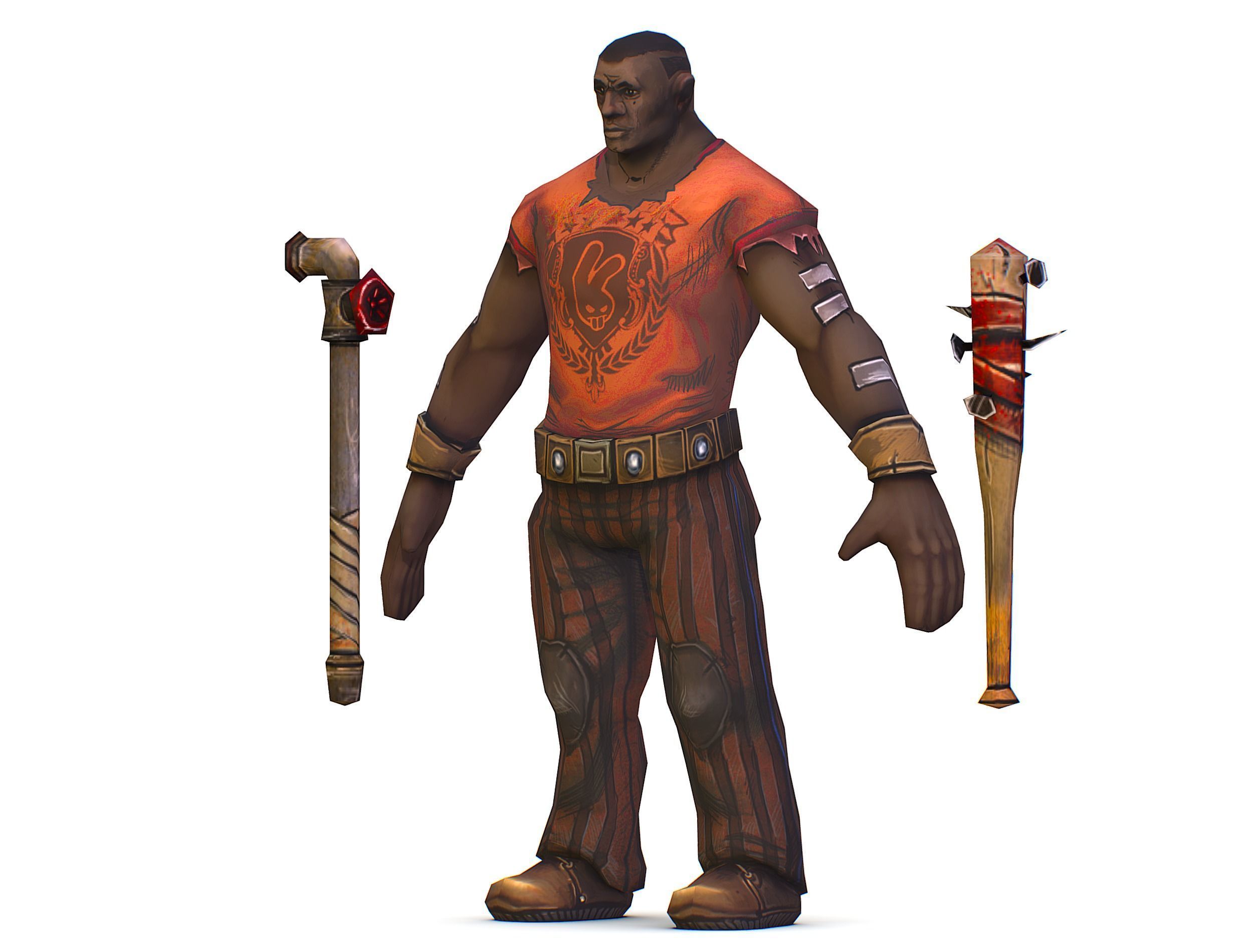 Low Poly Bandit Man Cartoon Character Low-poly 3D model_2