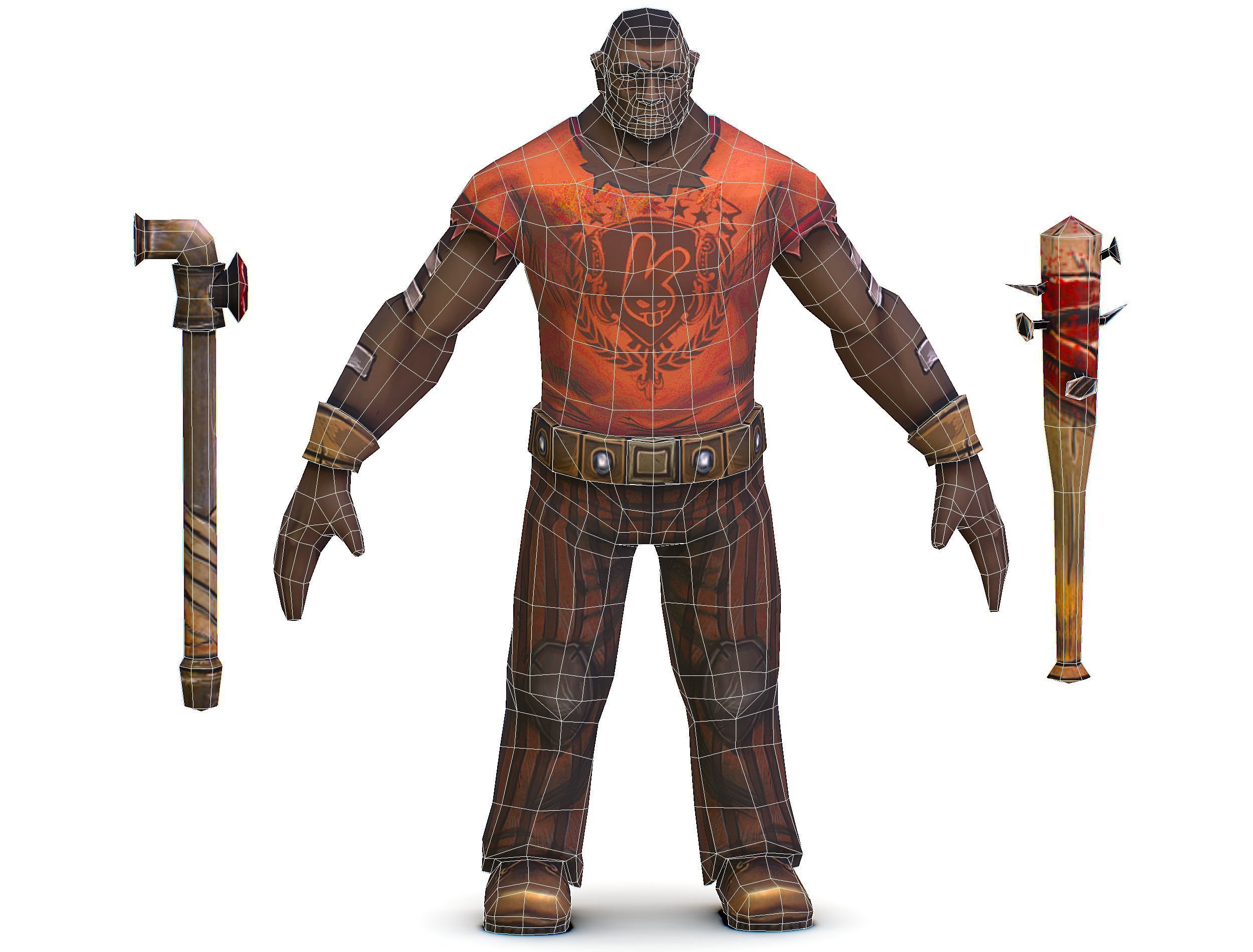 Low Poly Bandit Man Cartoon Character Low-poly 3D model_18