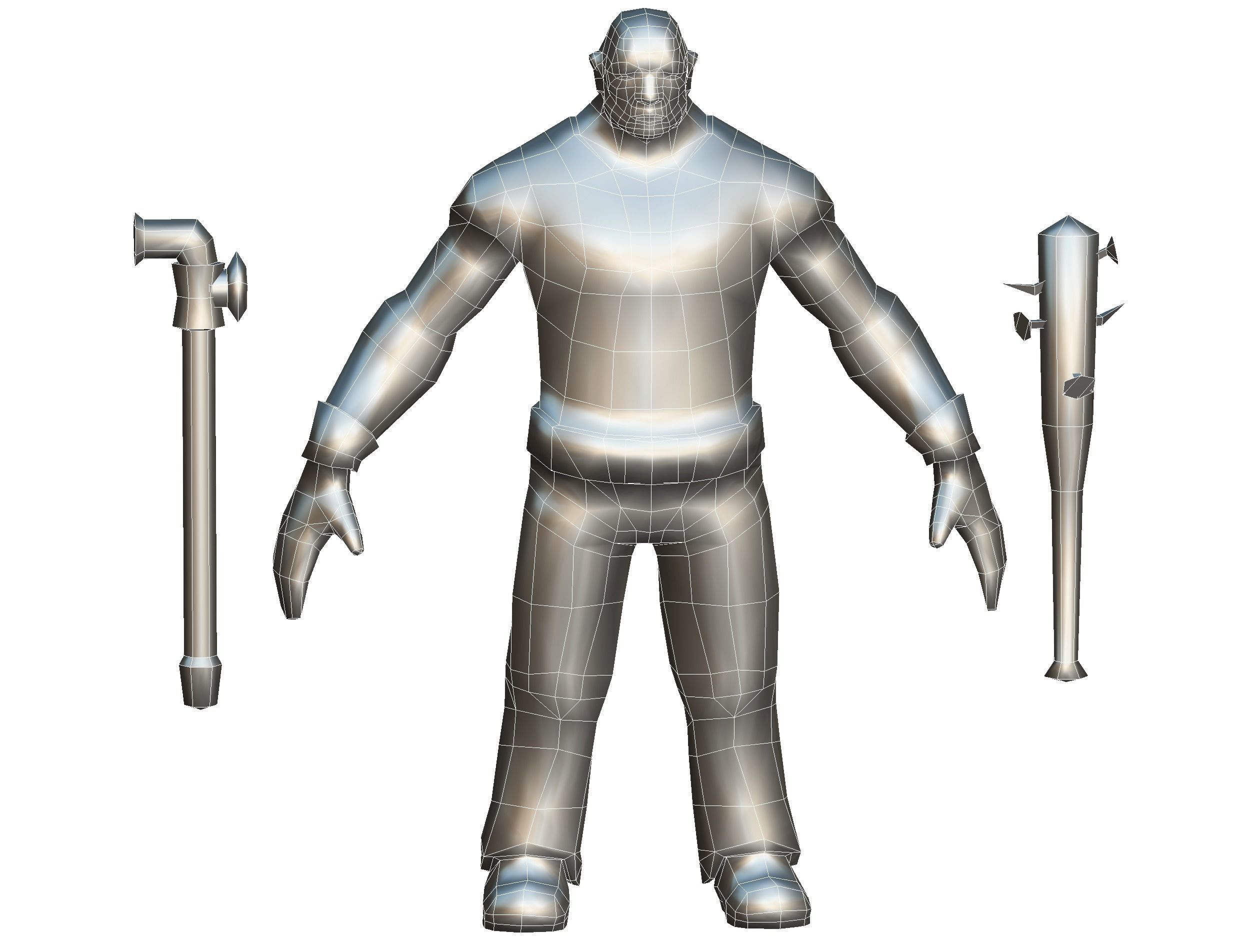 Low Poly Bandit Man Cartoon Character Low-poly 3D model_19