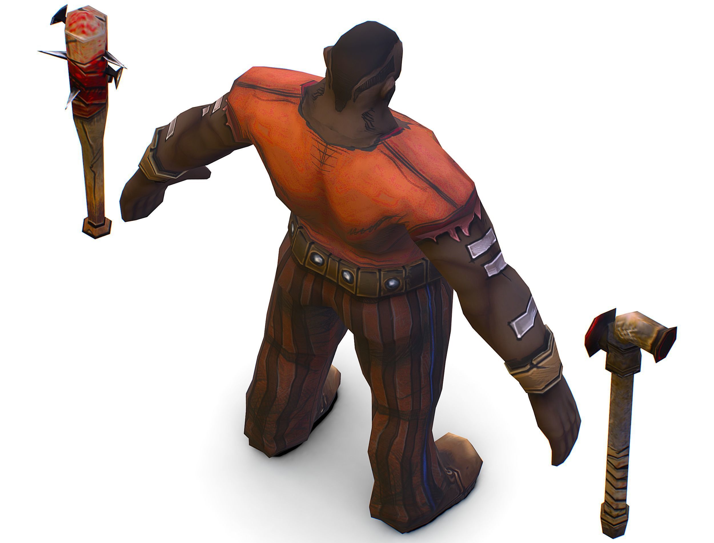 Low Poly Bandit Man Cartoon Character Low-poly 3D model_16