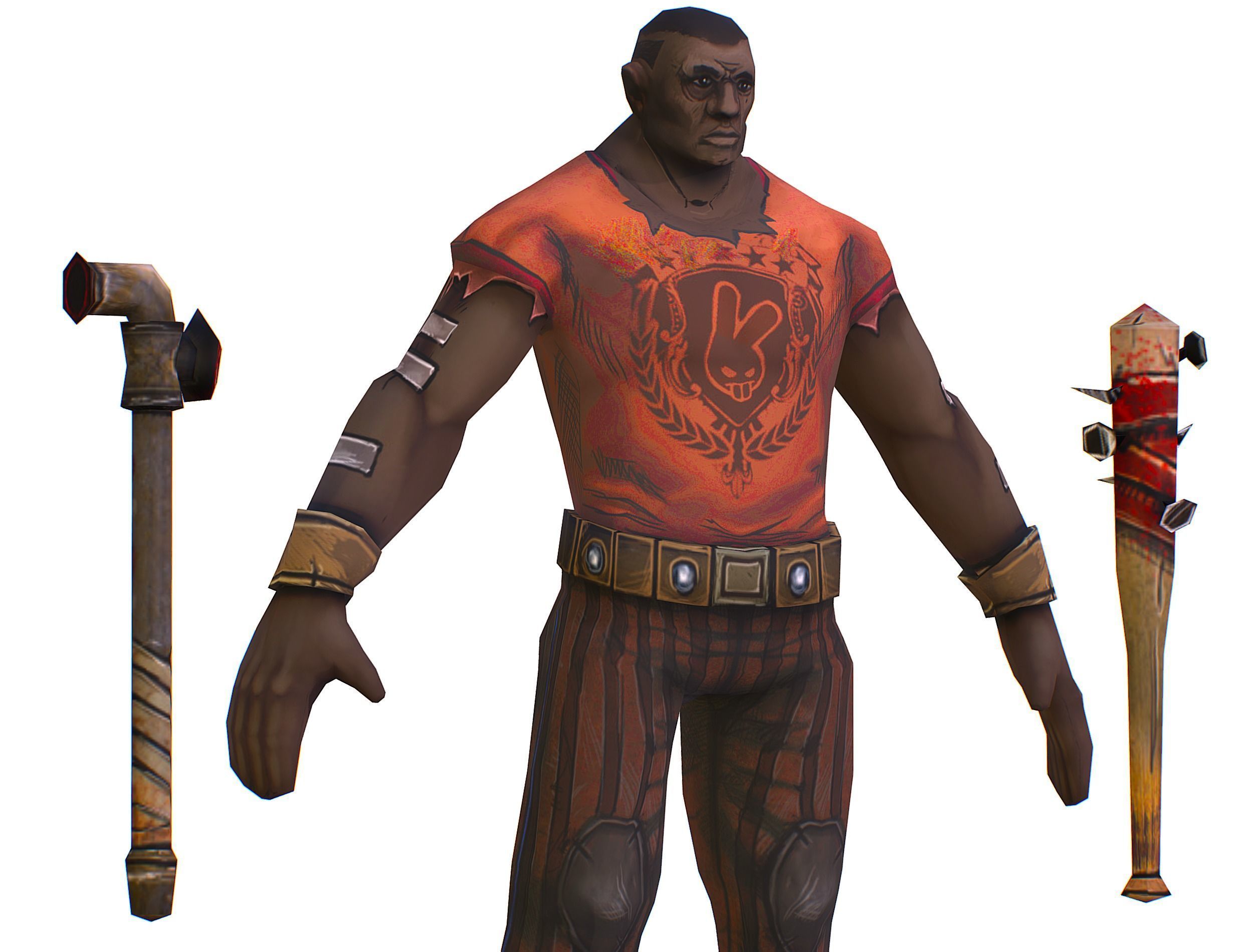 Low Poly Bandit Man Cartoon Character Low-poly 3D model_17