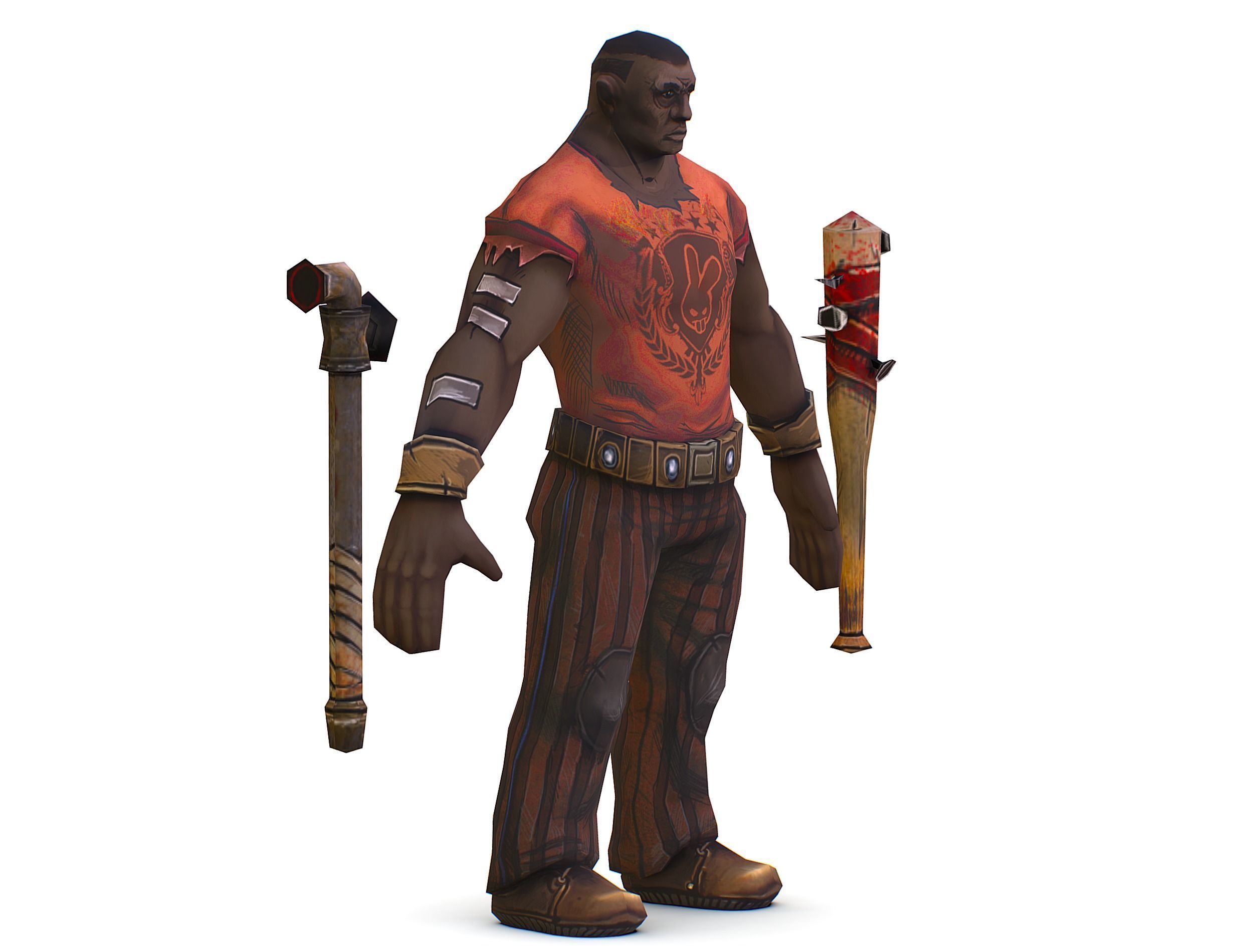 Low Poly Bandit Man Cartoon Character Low-poly 3D model_11