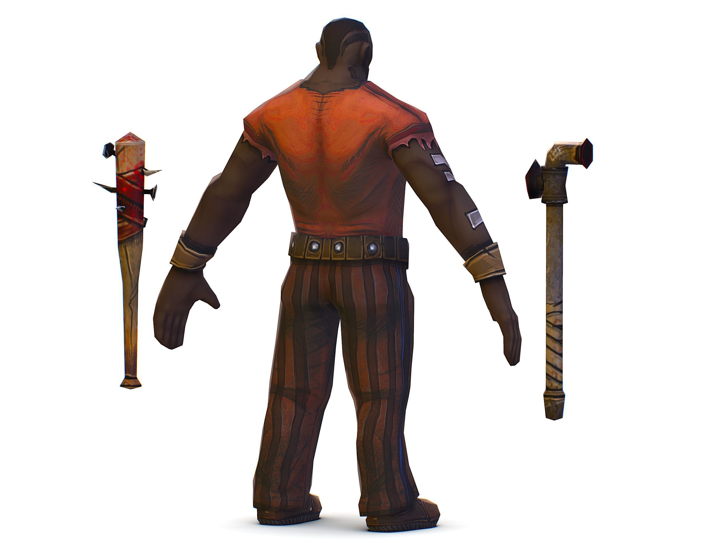 Low Poly Bandit Man Cartoon Character Low-poly 3D model_8