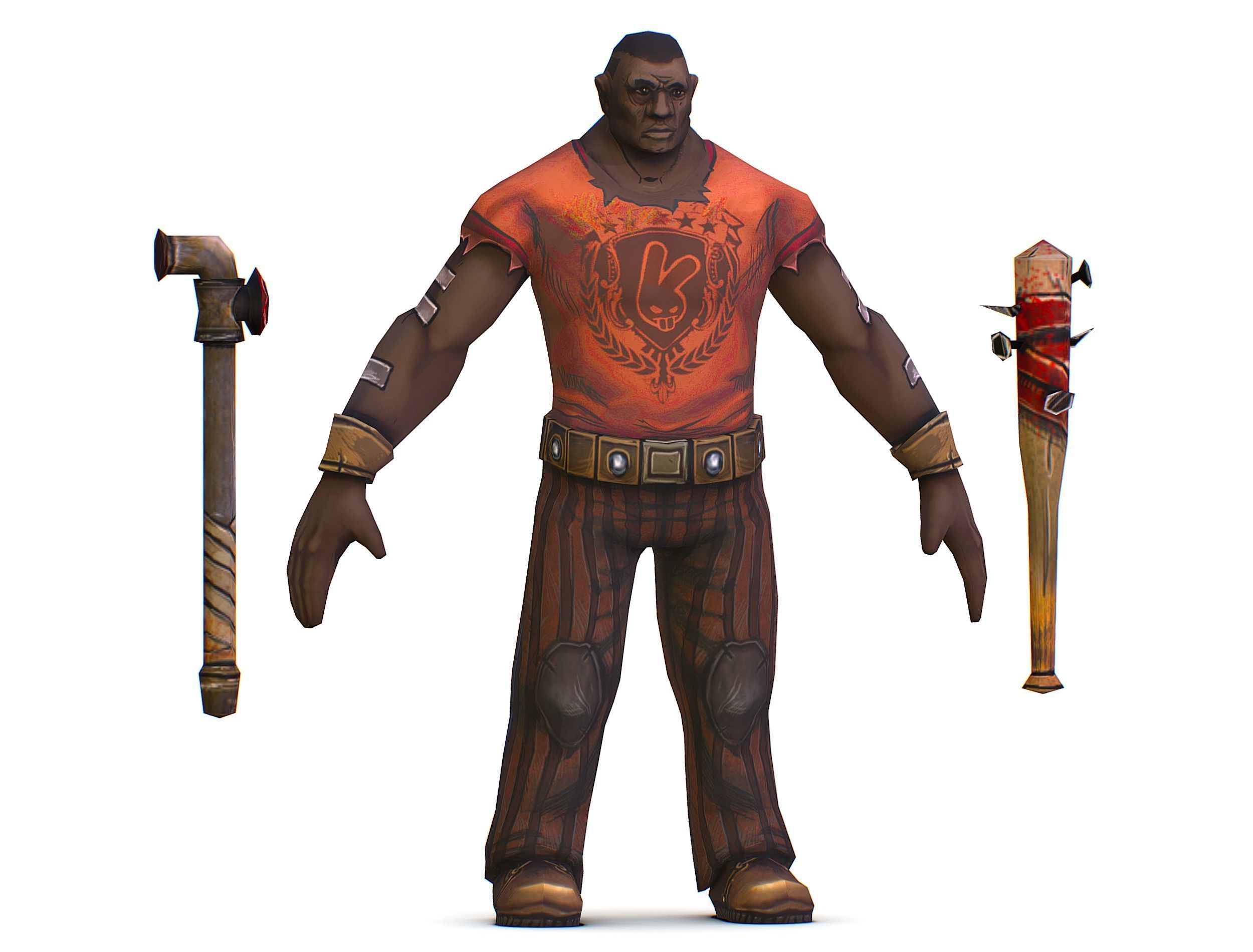 Low Poly Bandit Man Cartoon Character Low-poly 3D model_12