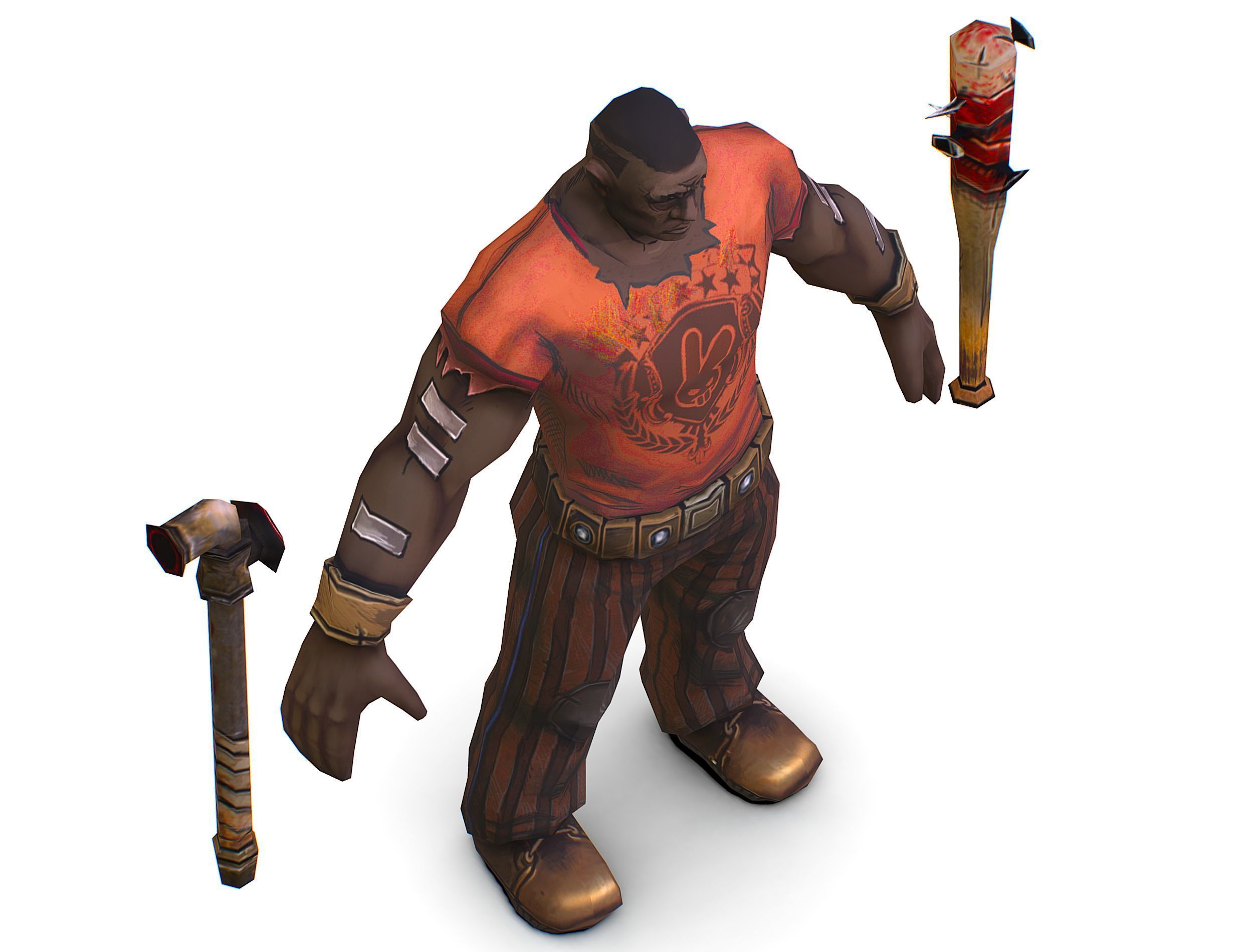 Low Poly Bandit Man Cartoon Character Low-poly 3D model_13