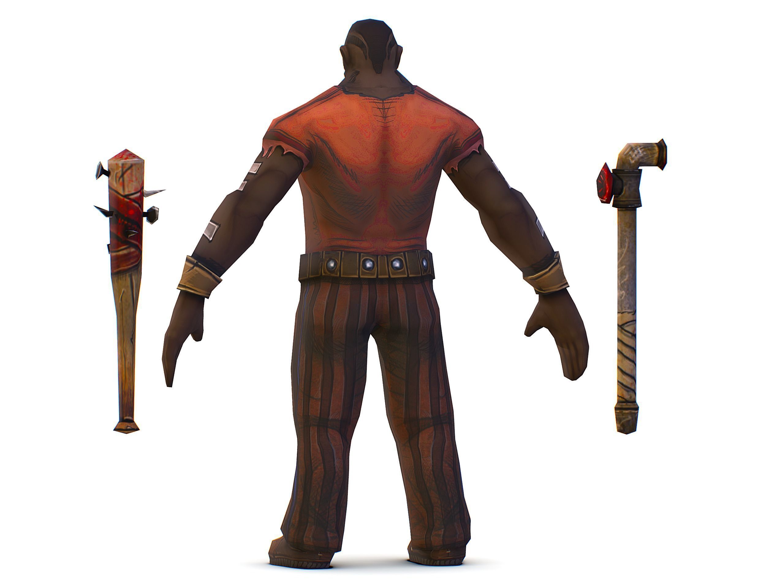 Low Poly Bandit Man Cartoon Character Low-poly 3D model_7