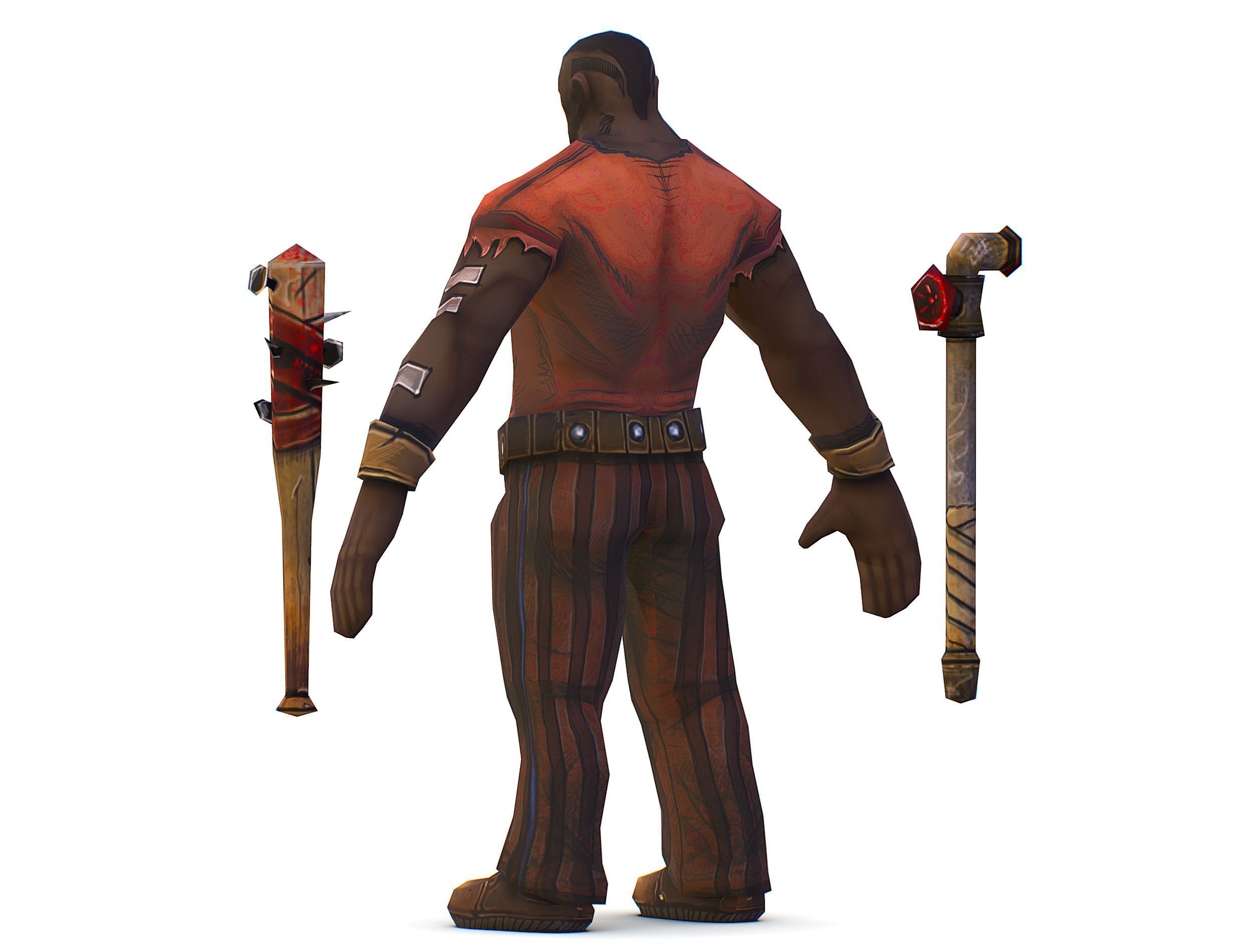 Low Poly Bandit Man Cartoon Character Low-poly 3D model_6