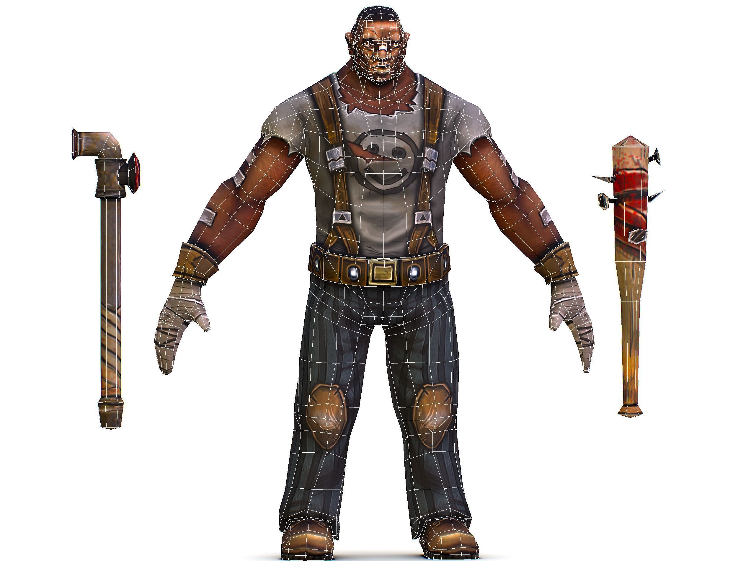 Low Poly Bandit Man Cartoon Character Low-poly 3D model_16