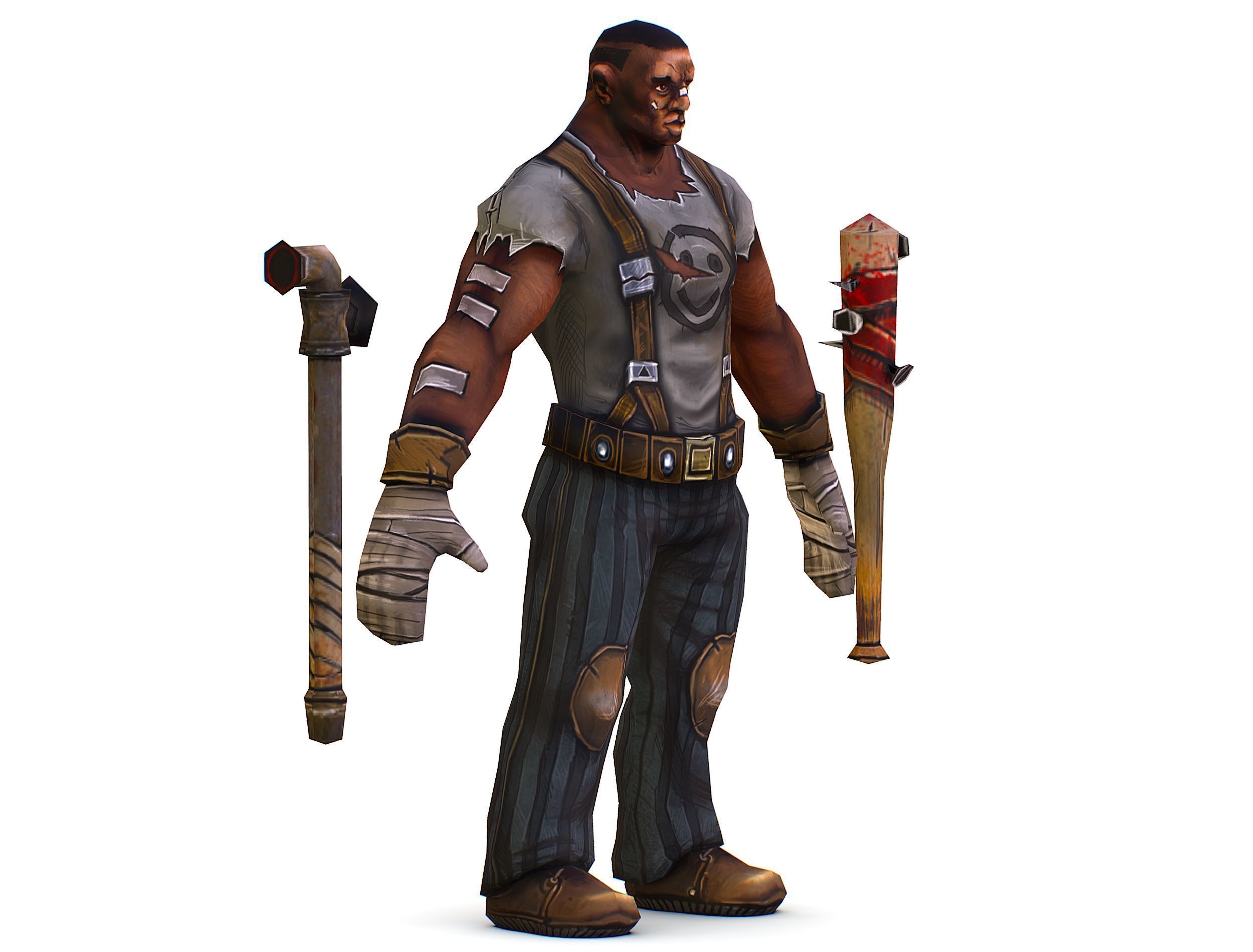 Low Poly Bandit Man Cartoon Character Low-poly 3D model_10